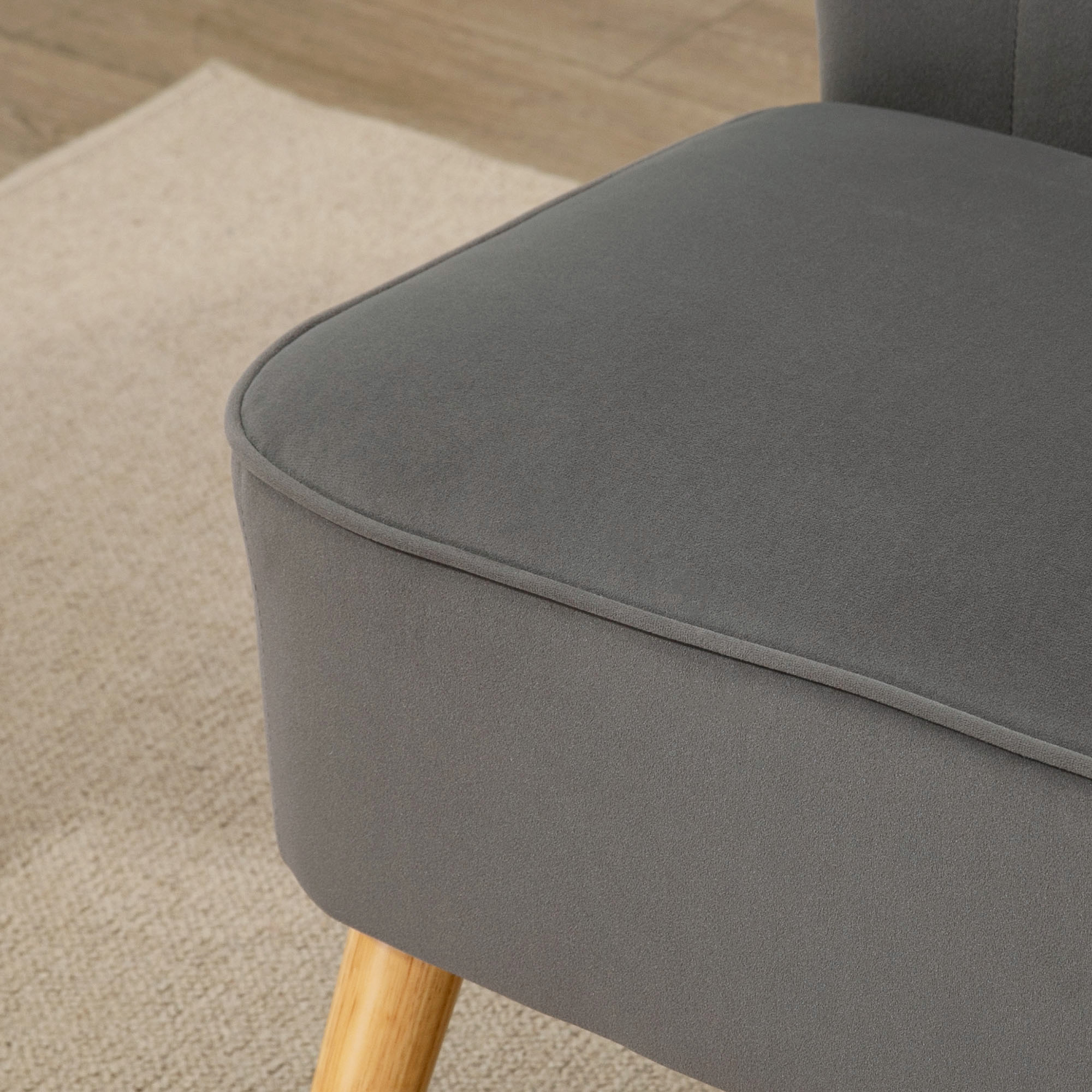 HOMCOM Sofa Retrodesign 2-zitsbank, houten poten, 117 cm x 56,5 cm x 77 cm, Donkergrijs