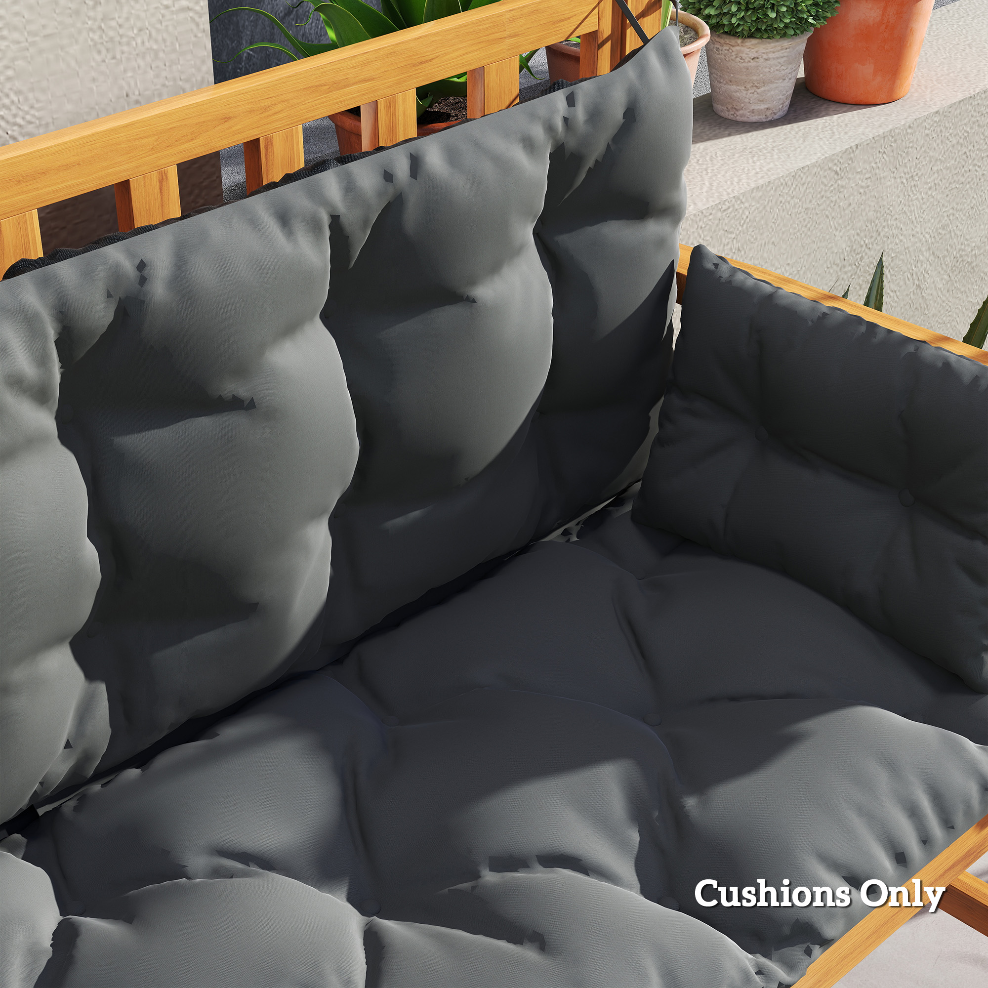 Outsunny Outdoor kussen set voor bank of schommelbank, tweezijdig, polyester, schuim, 180 x 110 x 8 cm, Donkergrijs
