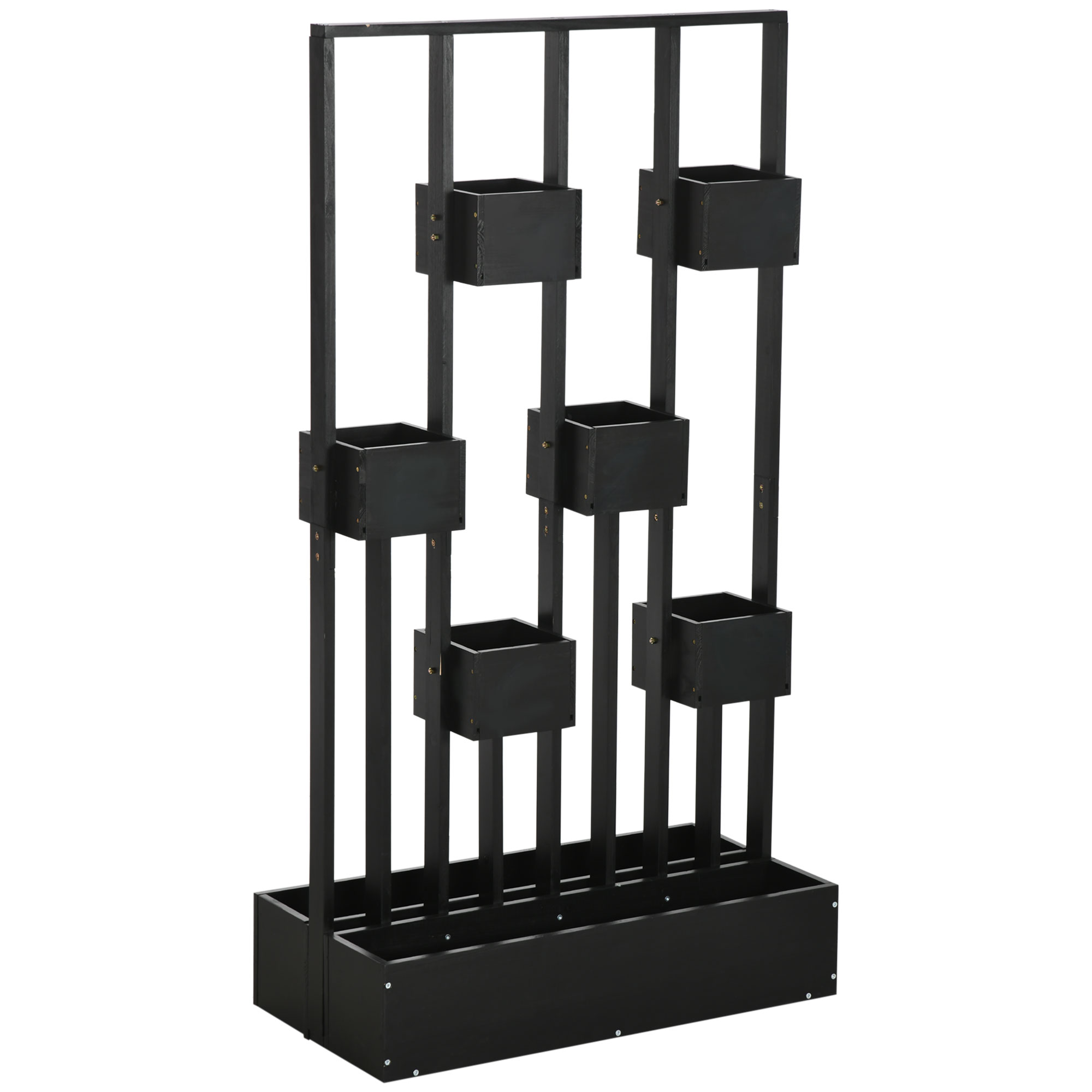 Outsunny bloembak, verhoogd bed, plantenbak met latwerk muur groentebed hout