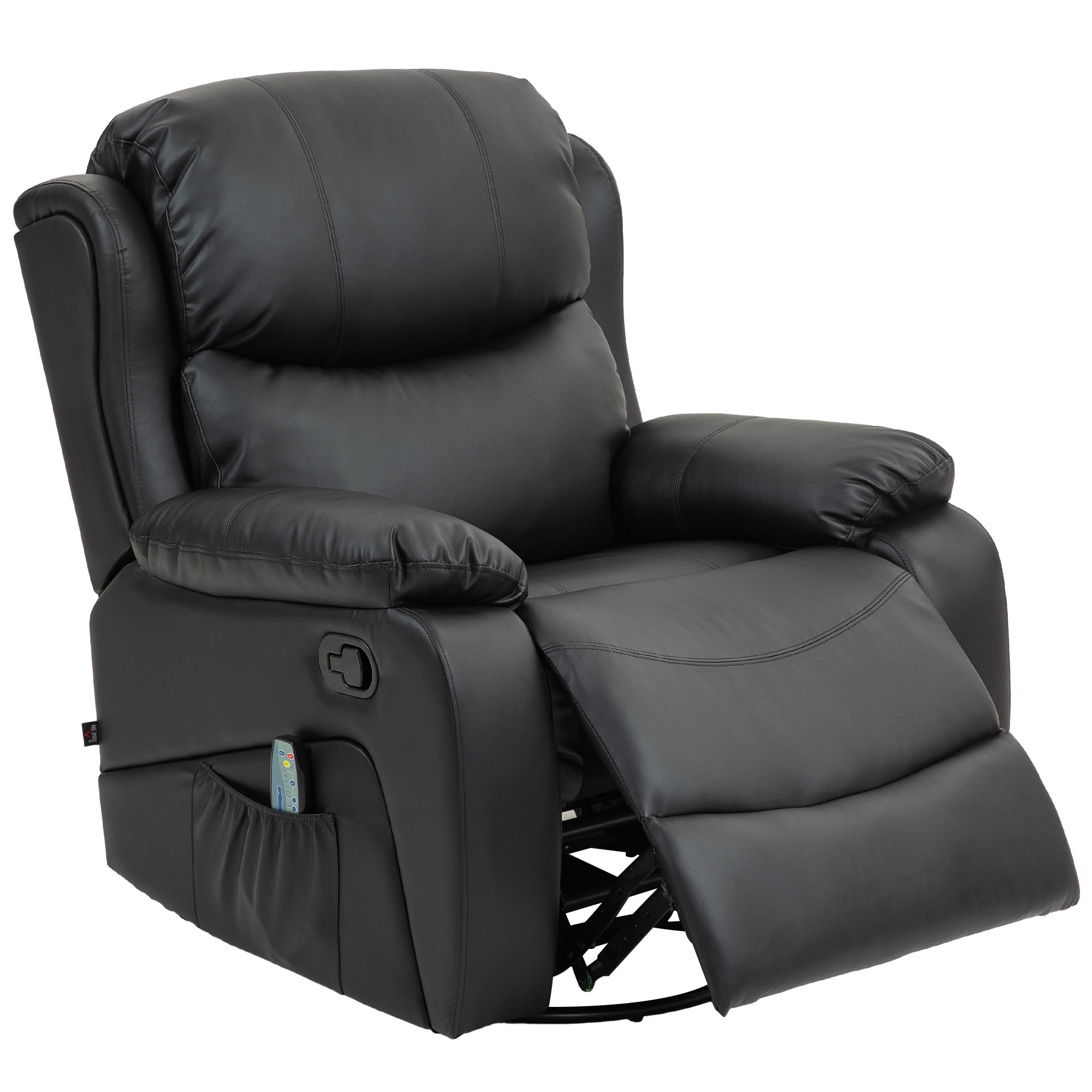 HOMCOM Massagestoel, Verwarm- & Ligfunctie, Kunstleer, tot 150kg, 97x92x104cm, Zwart