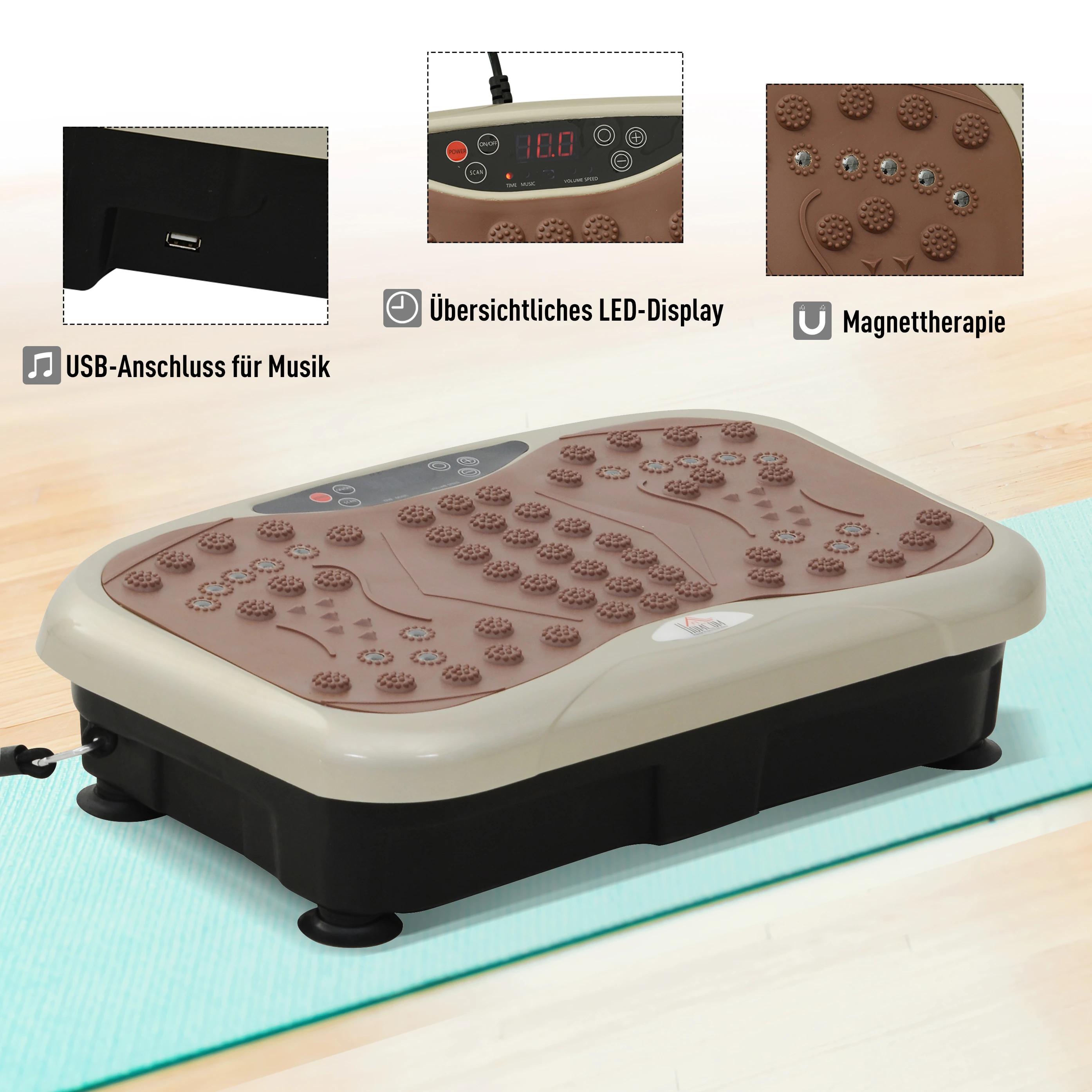 HOMCOM Trilplaat vibratietrainer vibratieapparaat afstandsbediening LED-display