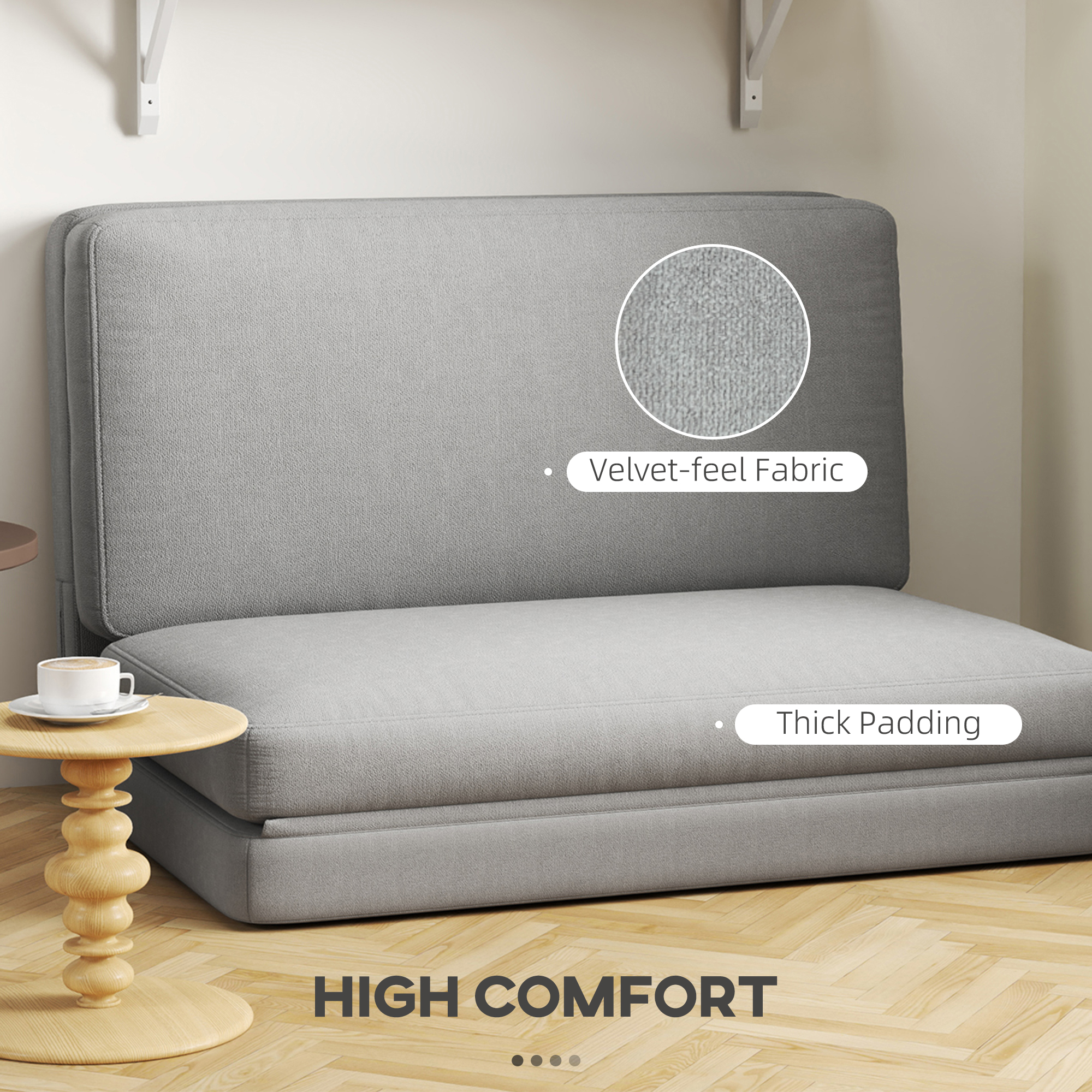 HOMCOM 2-in-1 opvouwbare Relaxstoel, Gastenmatras, deelbaar, 120 cm breed, Lichtgrijs
