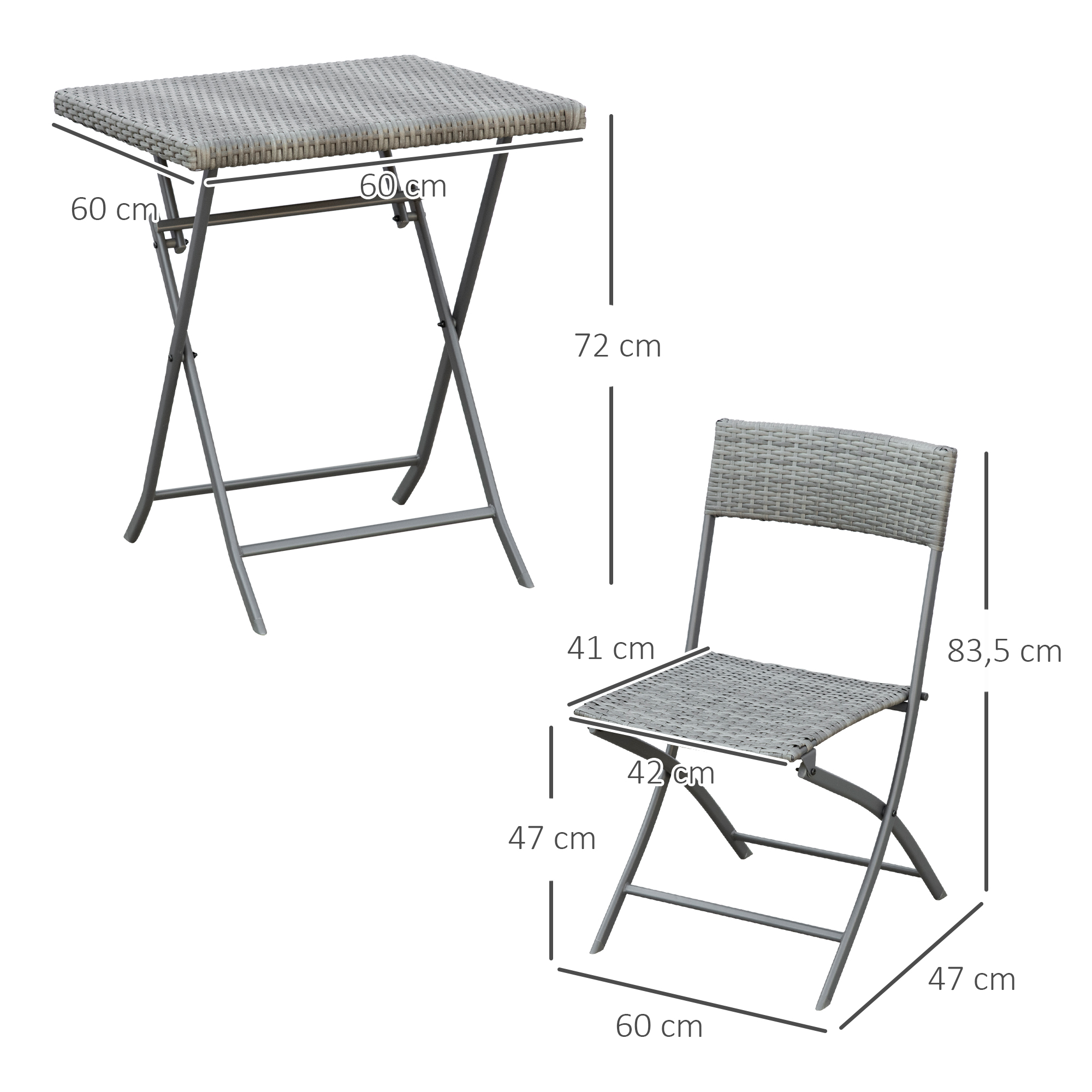 Outsunny poly rattan 3-delige bistroset zitgroep rotan tuinmeubelset