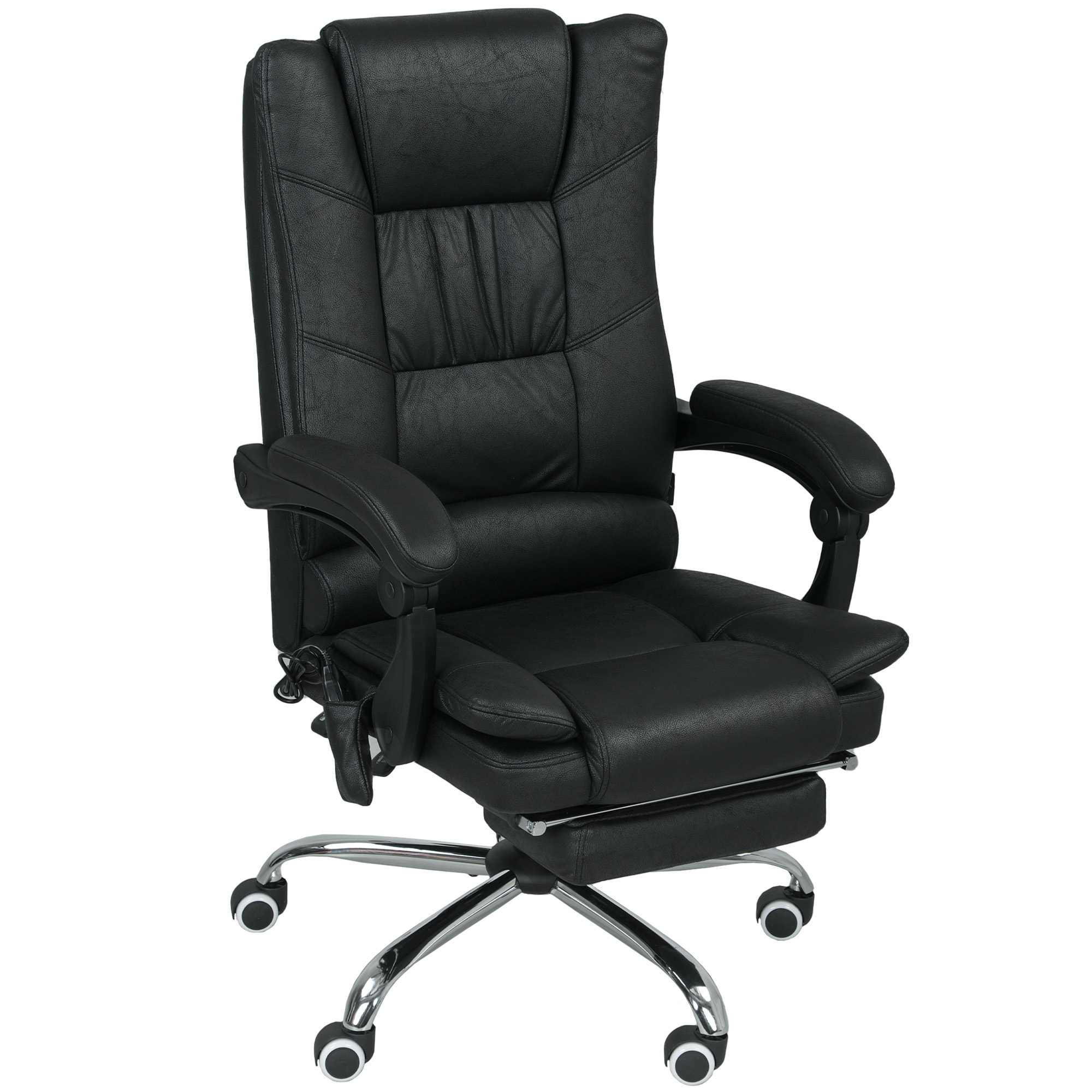 Vinsetto Massagestoel Bureau met Massagefunctie, incl. Voetensteun, Verstelbaar, 64 cm x 70 cm x 118 cm, Zwart