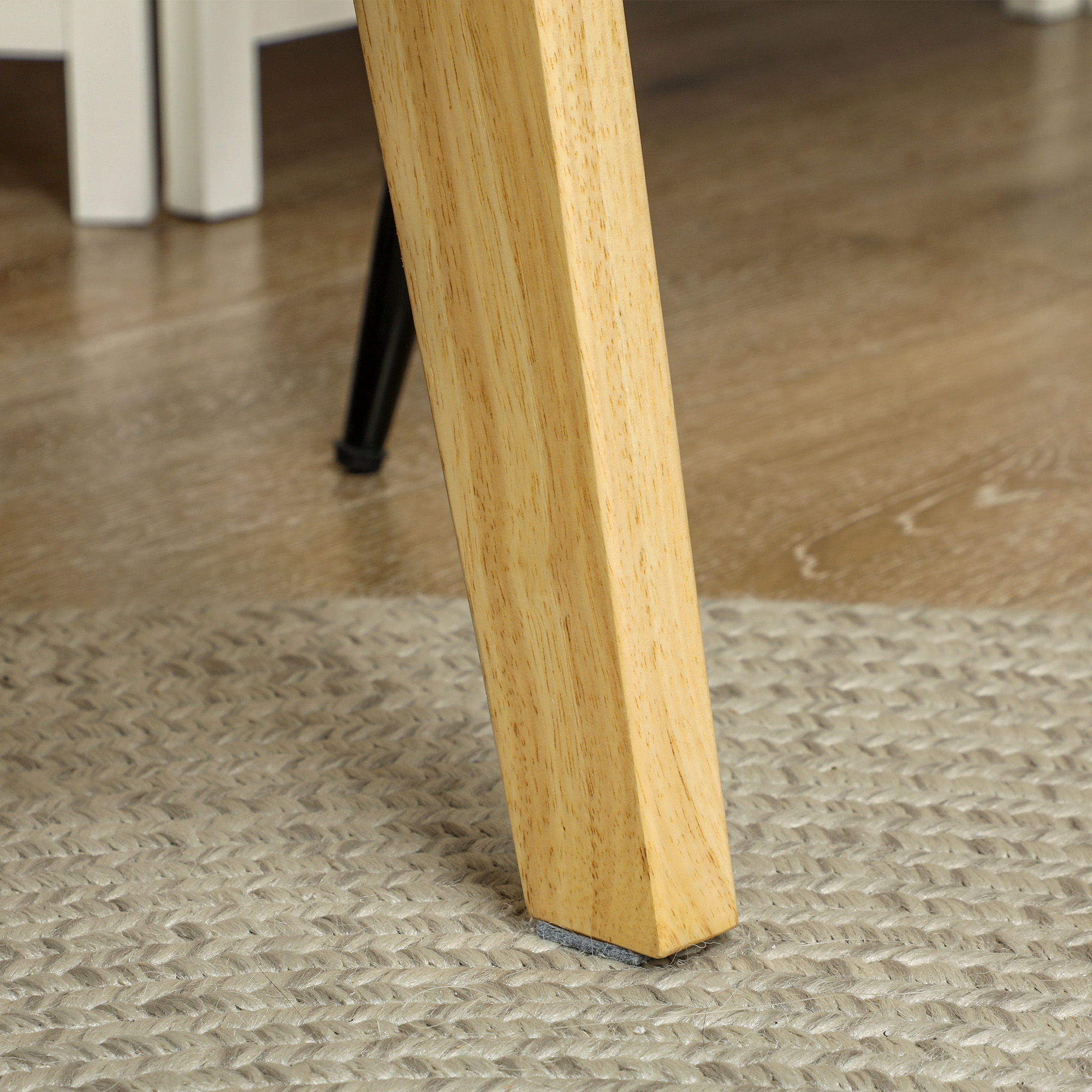 HOMCOM Moderne Fauteuil met Armleuningen, Stoffen Bekleding, van Rubberhout, Accentstoel, Draagvermogen 120 kg, Roomwit