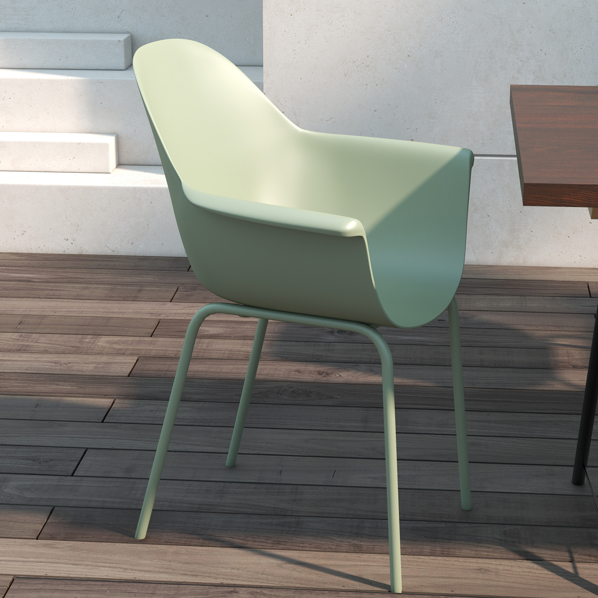 Outsunny 4-delige set tuinstoelen, buitenstoelen, tuinstoel, modern design, 59 cm x 55 cm x 84 cm, groen