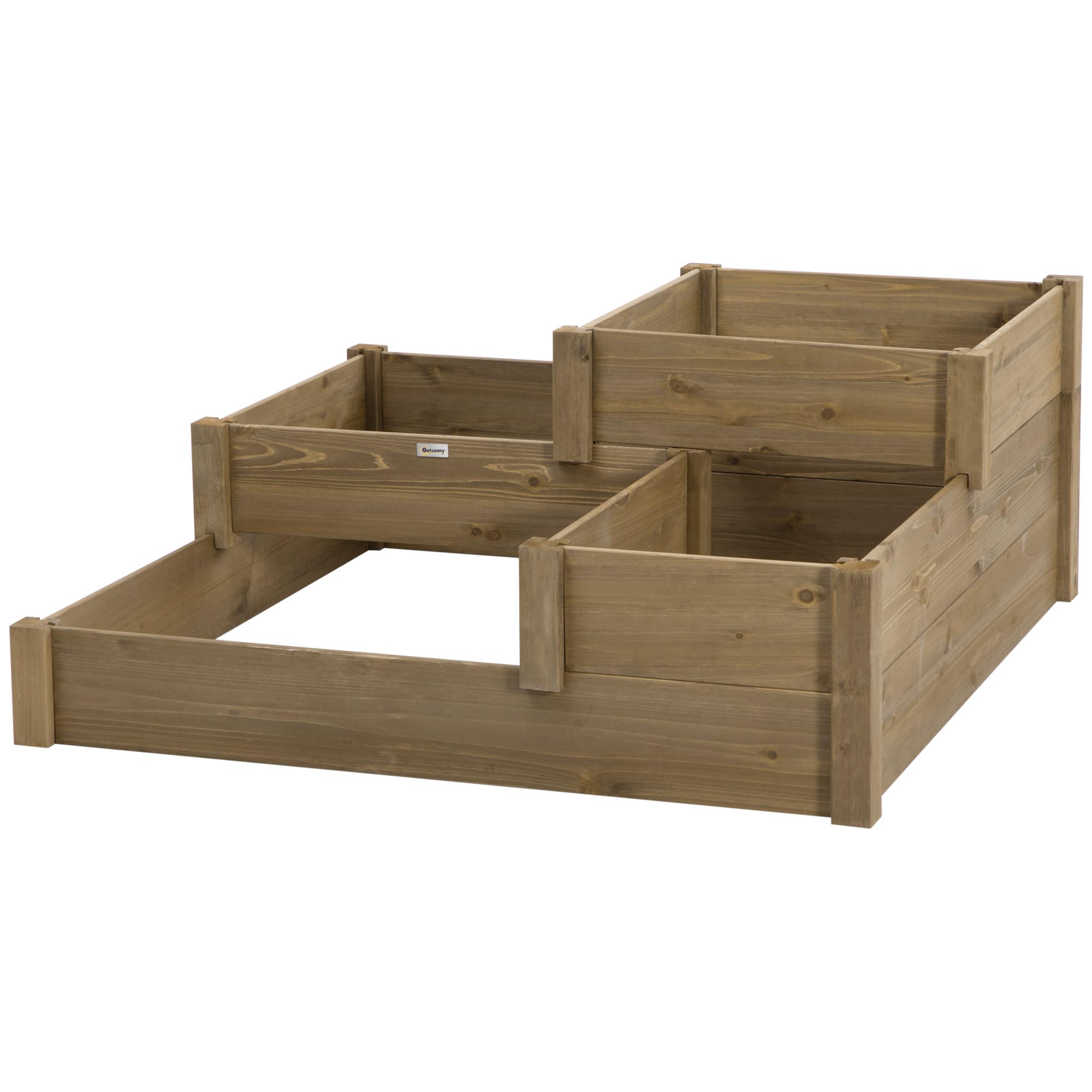 Outsunny bloembak met verhoogd groentebed met 3 treden voor terras en balkon