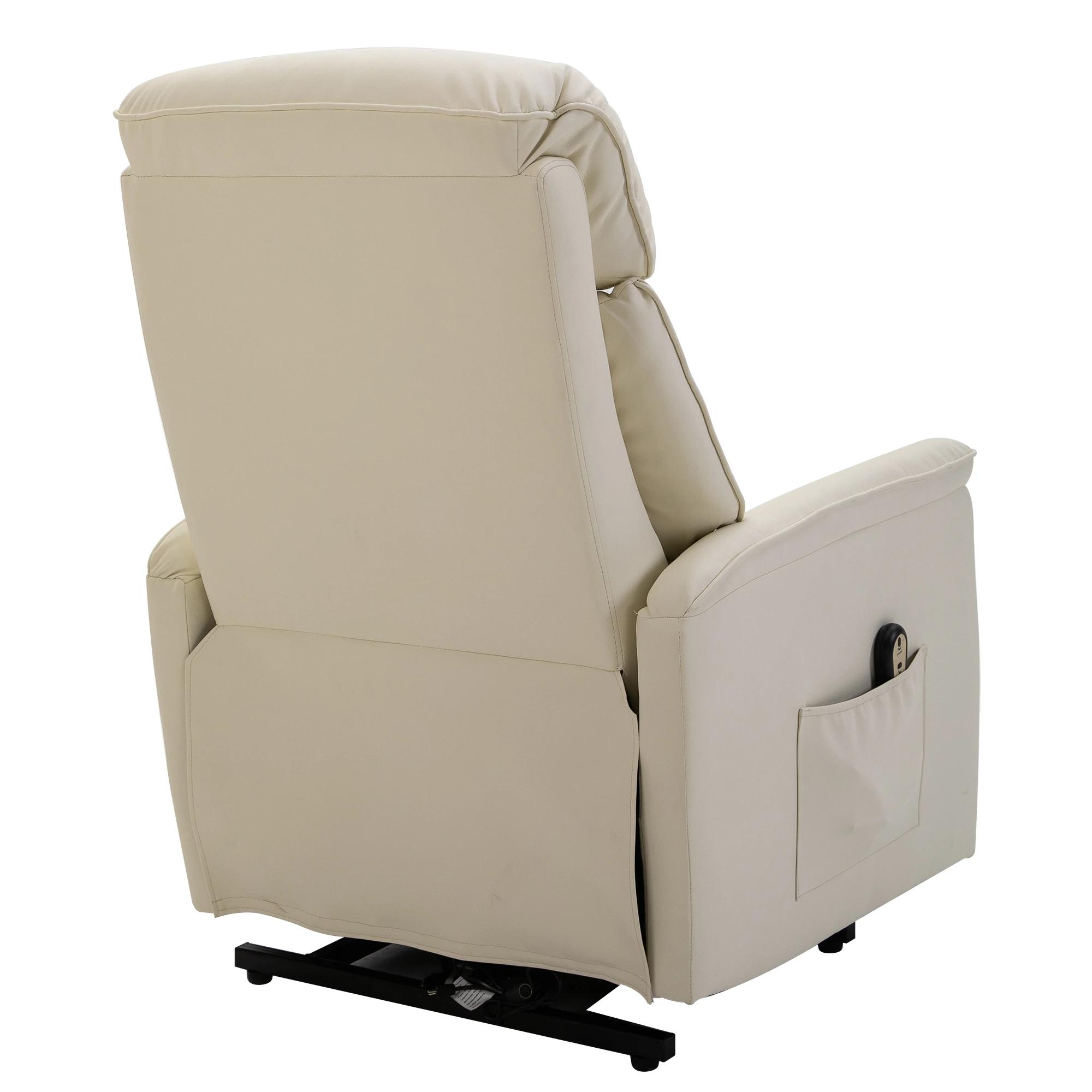 HOMCOM opstastoel tv-stoel met opstahulp elektrisch ligfunctie PU beige, 80 x 94 x 104 cm