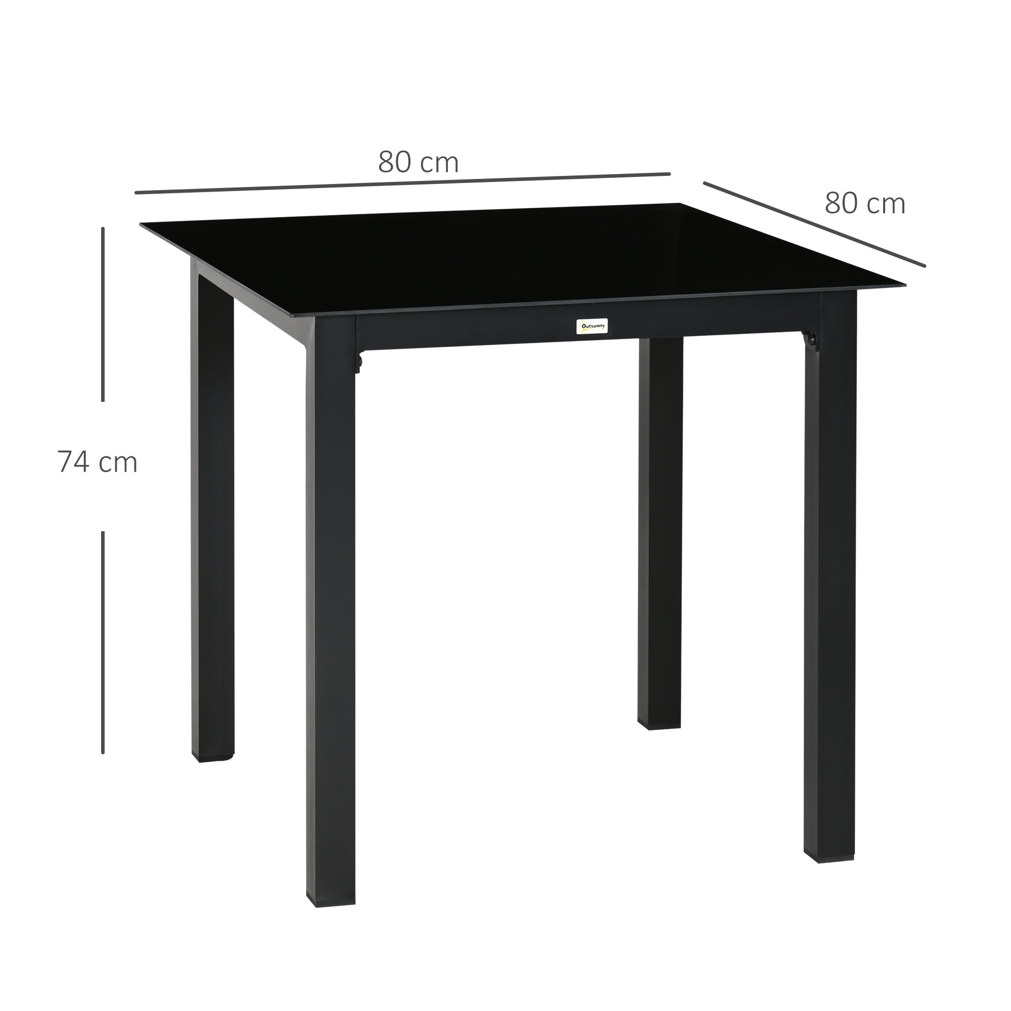 Outsunny Tuinmeubel Tuintafel Loungetafel voor buiten, weerbestendig, 80 x 80 x 74 cm, Zwart