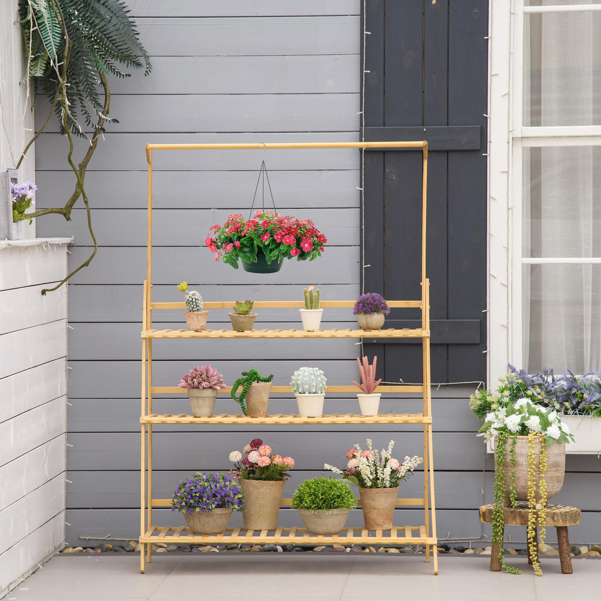 Outsunny houten bloementrap