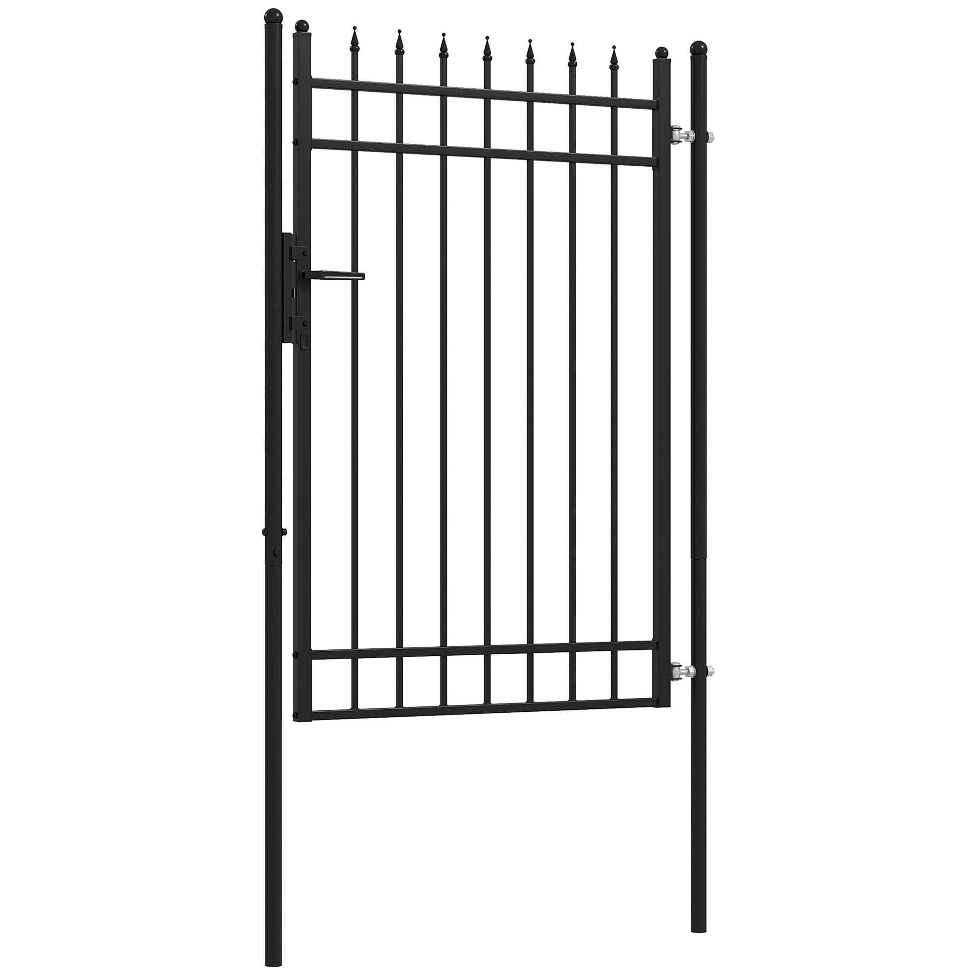 Outsunny Tuinhek, slot en sleutel, decoratieve spijlen, roestvrij staal, 107x204cm, Zwart