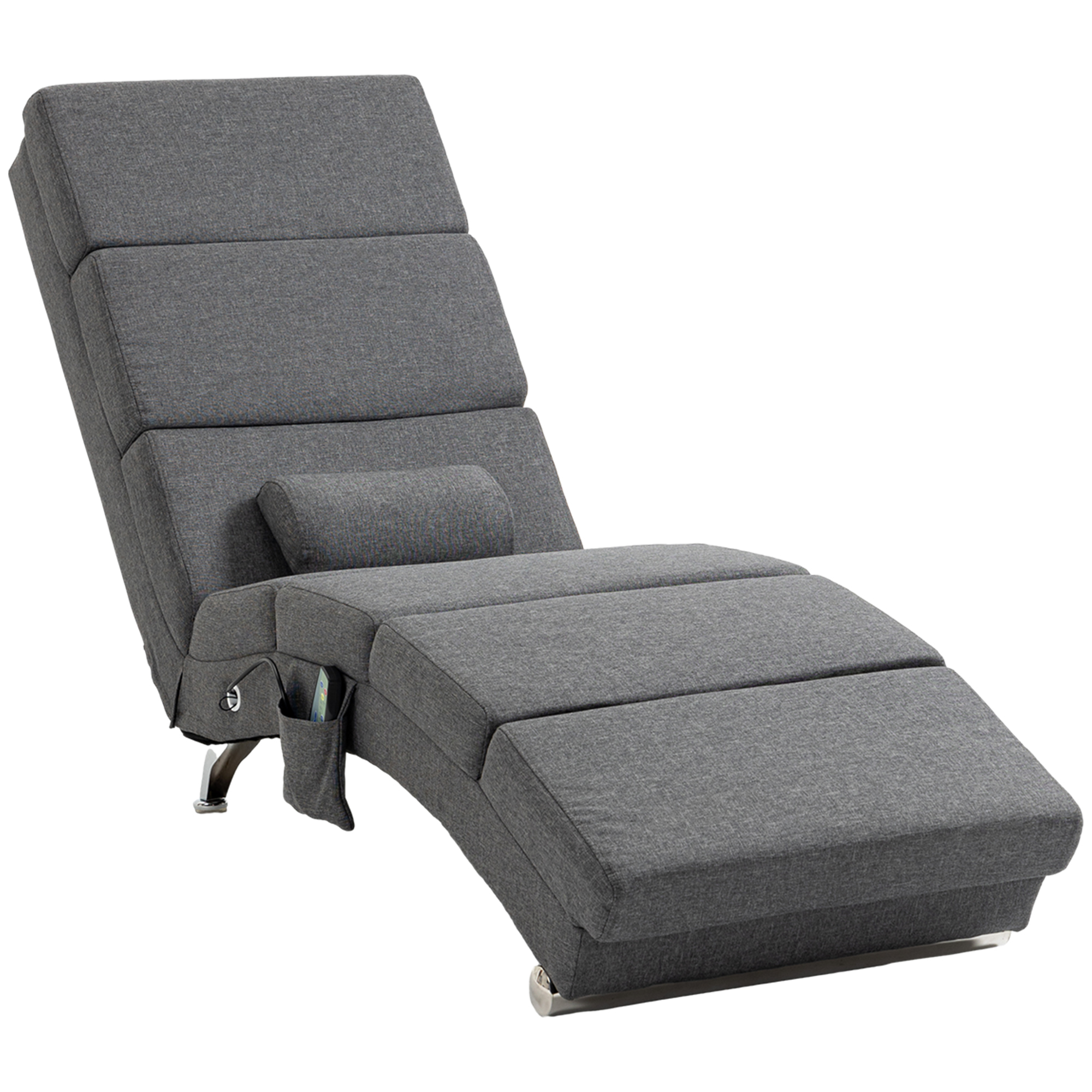 HOMCOM Massagestoel Relaxstoel Ligstoel 8 vibratiepunten, 5 modi, 8 vibratiepunten, 56 x 168 x 84 cm, Grijs