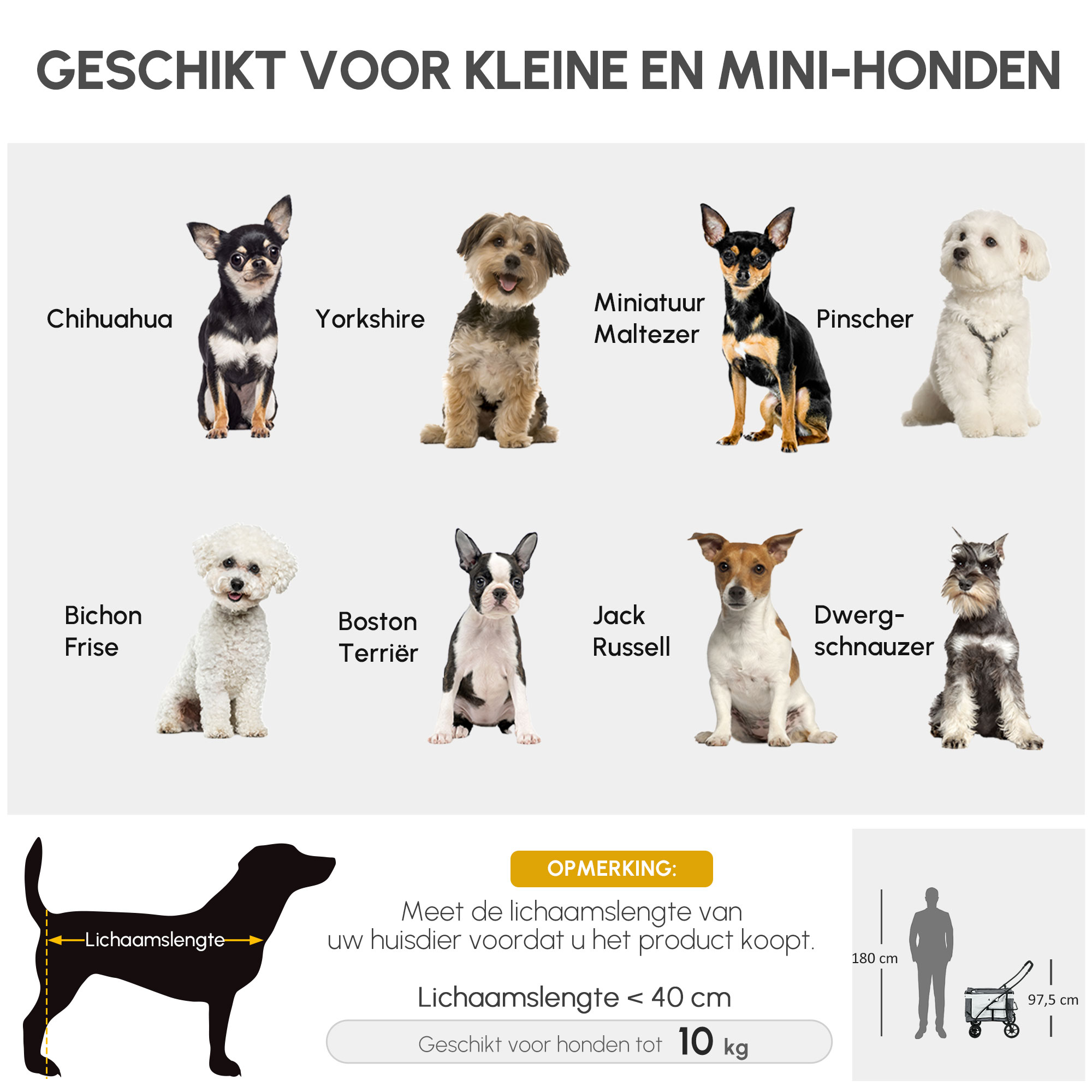 PawHut Hondenbuggy Huisdierbuggy Hondenkar, inklapbaar, afneembare mand, 81 x 58 x 97,5 cm, Zwart + Blauw + Wit
