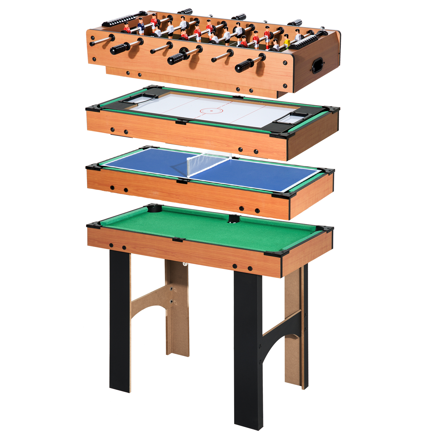 HOMCOM 4-in-1 Multispeltafel, Compact met Speelaccessoires Inbegrepen, 87 x 43 x 73 cm