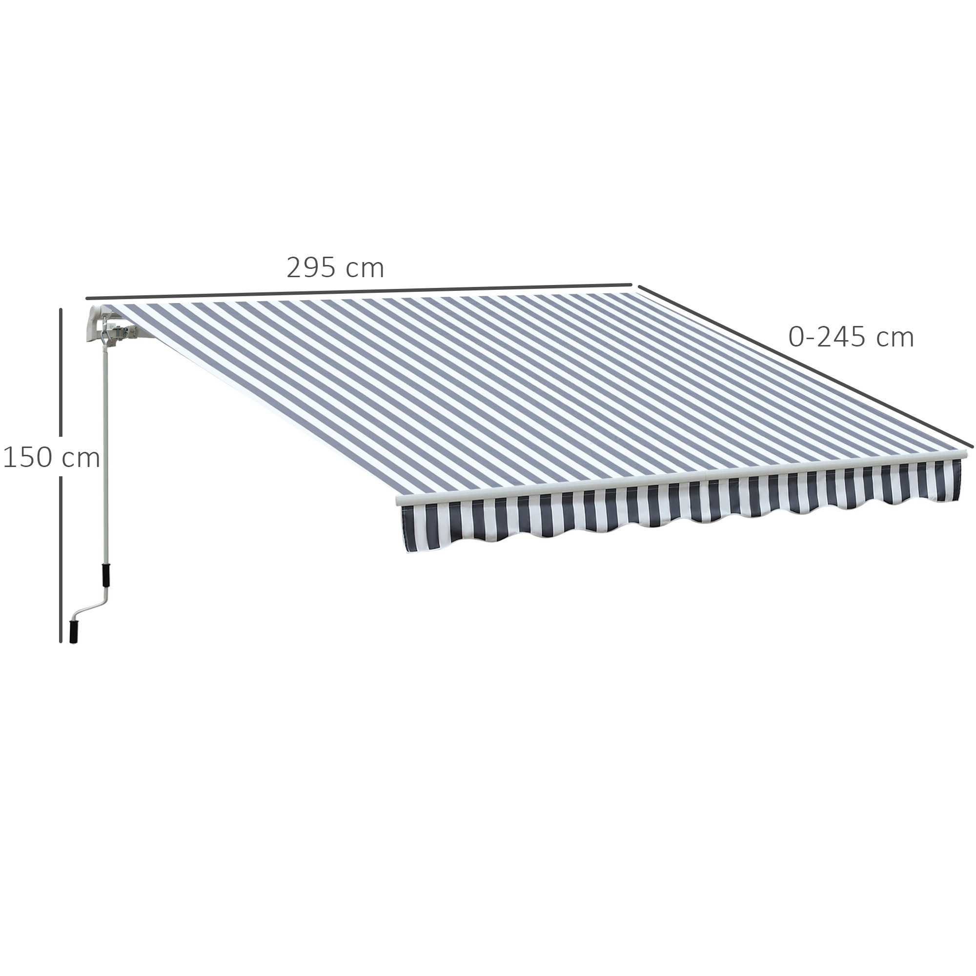 Outsunny Luifel handslinger knikarmluifel zonwering balkon aluminium 2,95 x 2,5 m 2 kleuren
