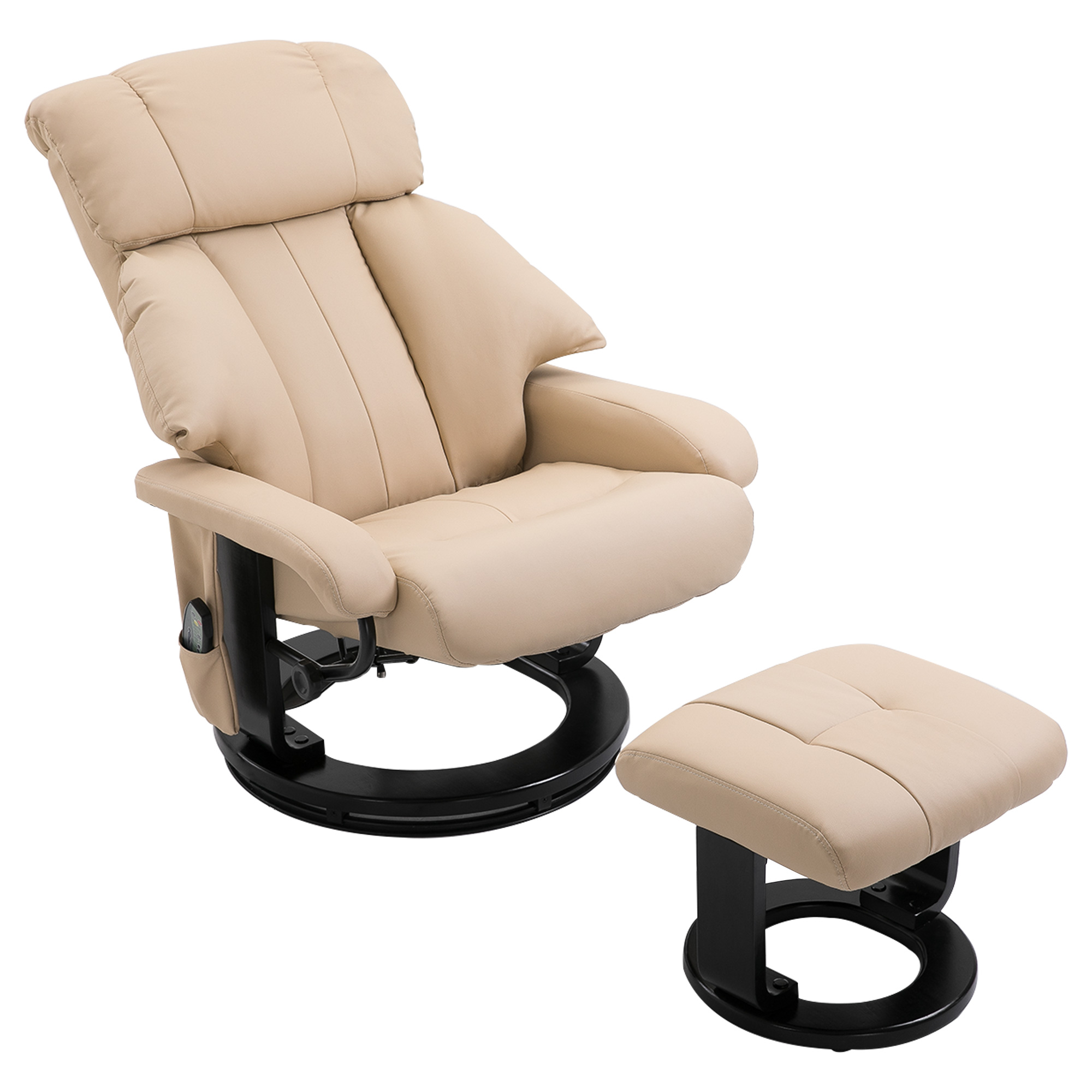 HOMCOM massagefauteuil TV fauteuil fFauteuil met massagekruk met timerfunctie beige 76 x 80 x 102 cm