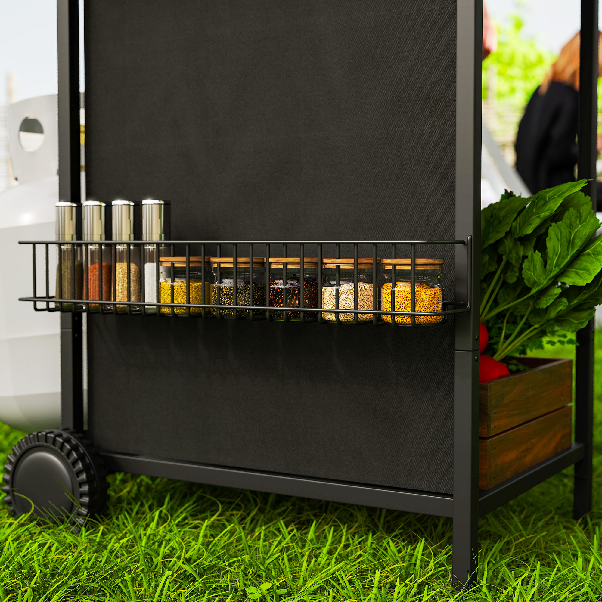 Outsunny Gasbarbecue 7 KW met 3 Branders, Zijbrander, Rollen & Deksel 107 x 54 x 96 cm Zwart