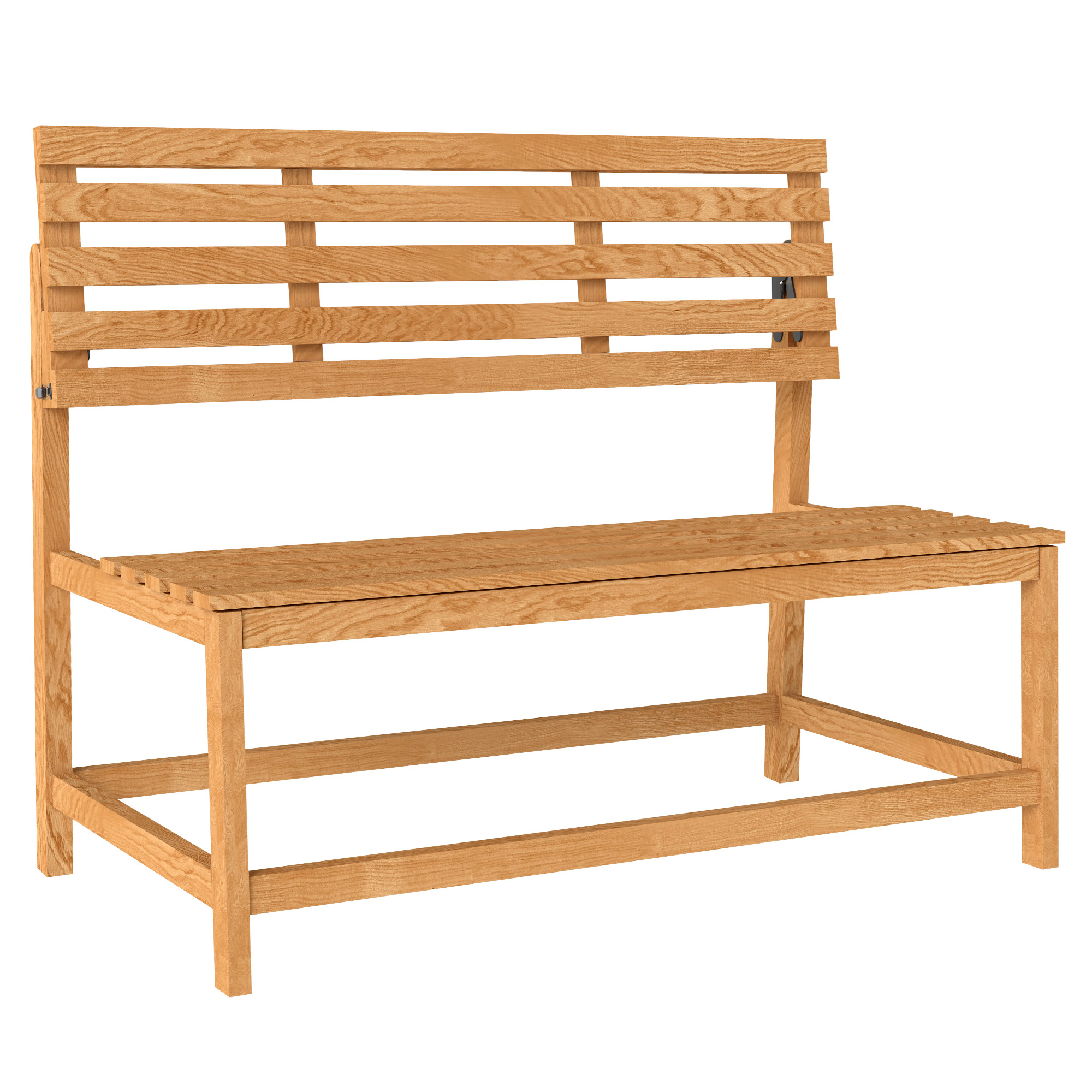 Outsunny 2-zits Tuinbank van Hout, Weerbestendige Zitbank, UV-Bestendige Tuinmeubelen met Omzetbare Rugleuningen 110x61x89cm, Teak