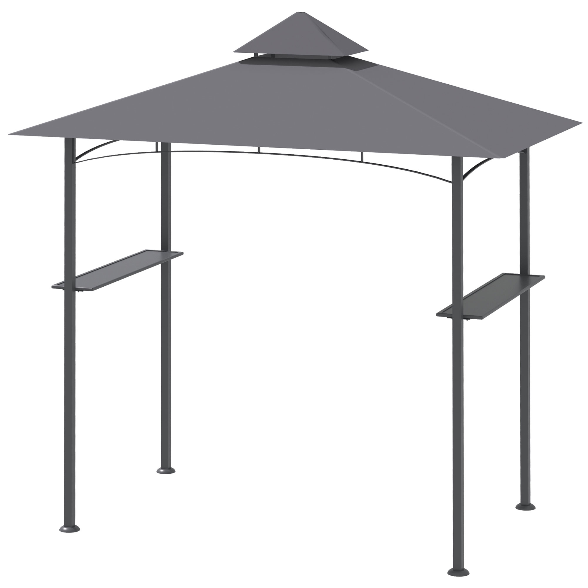 Outsunny grillpaviljoen met 2 zijplanken staalijzer