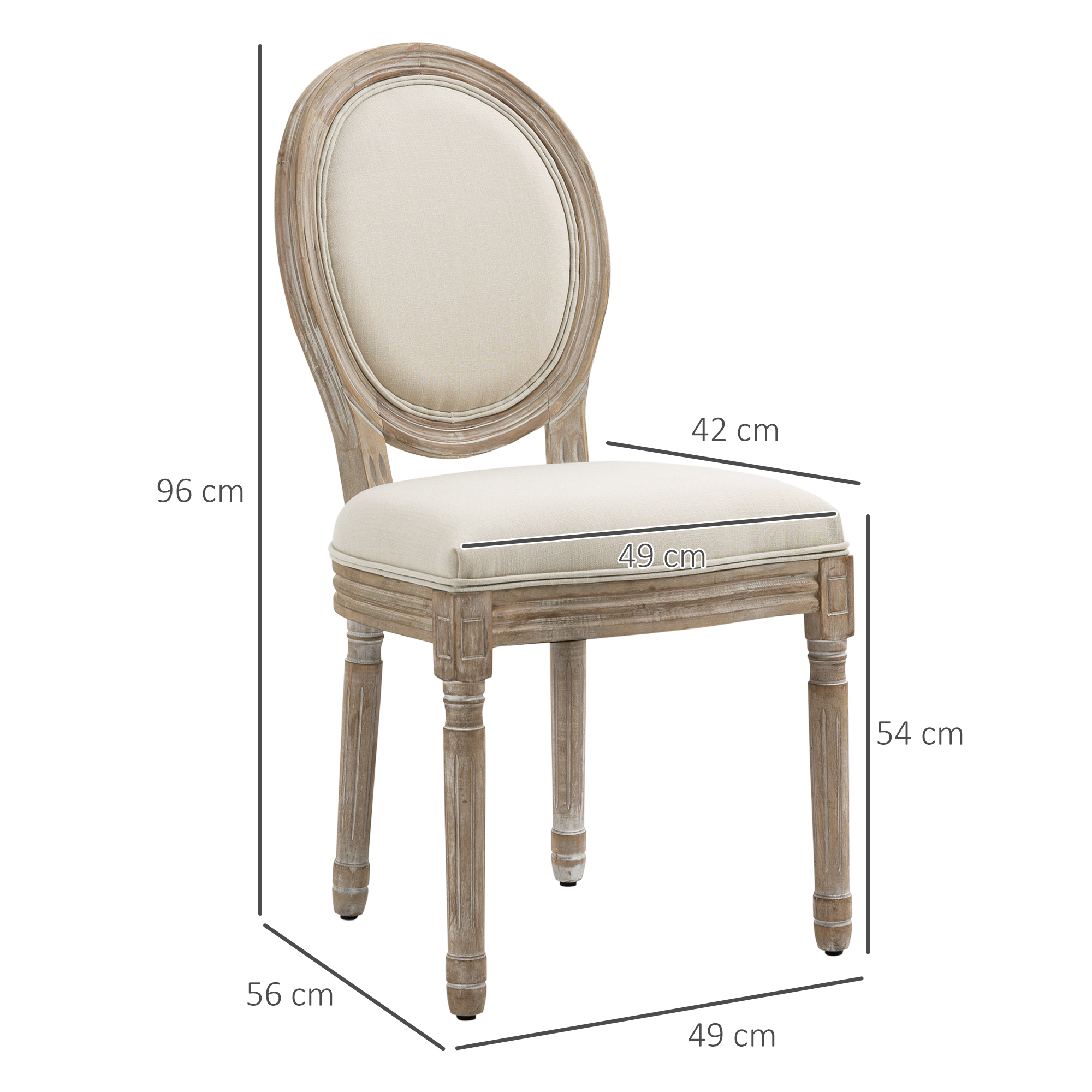 HOMCOM set van 2 eetkamerstoelen 49 cm x 56 cm x 96 cm