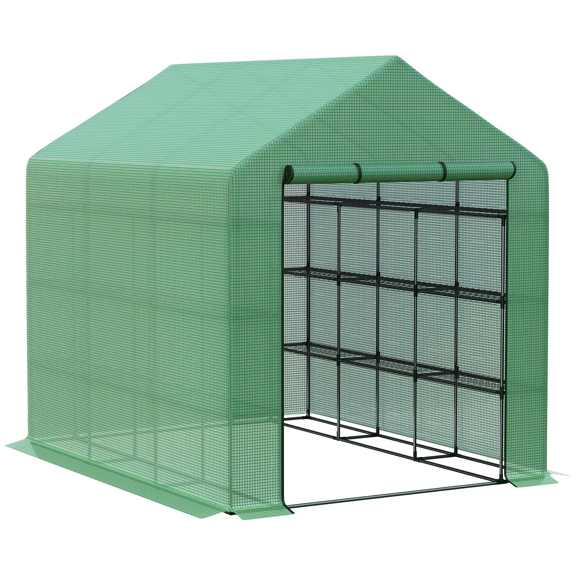 Outsunny foliekas met planken 244 cm x 180 cm x 210 cm