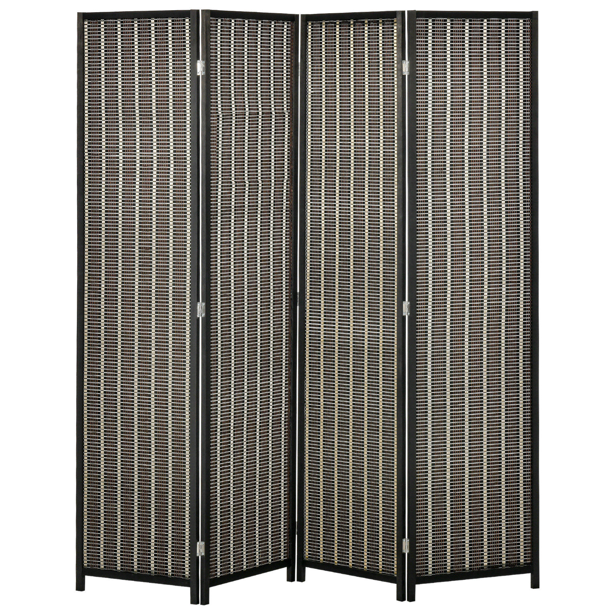 HOMCOM Kamerverdeler, Opvouwbaar, Grenenhout/Bamboe, 180 x 180 cm, Bruin/Zwart