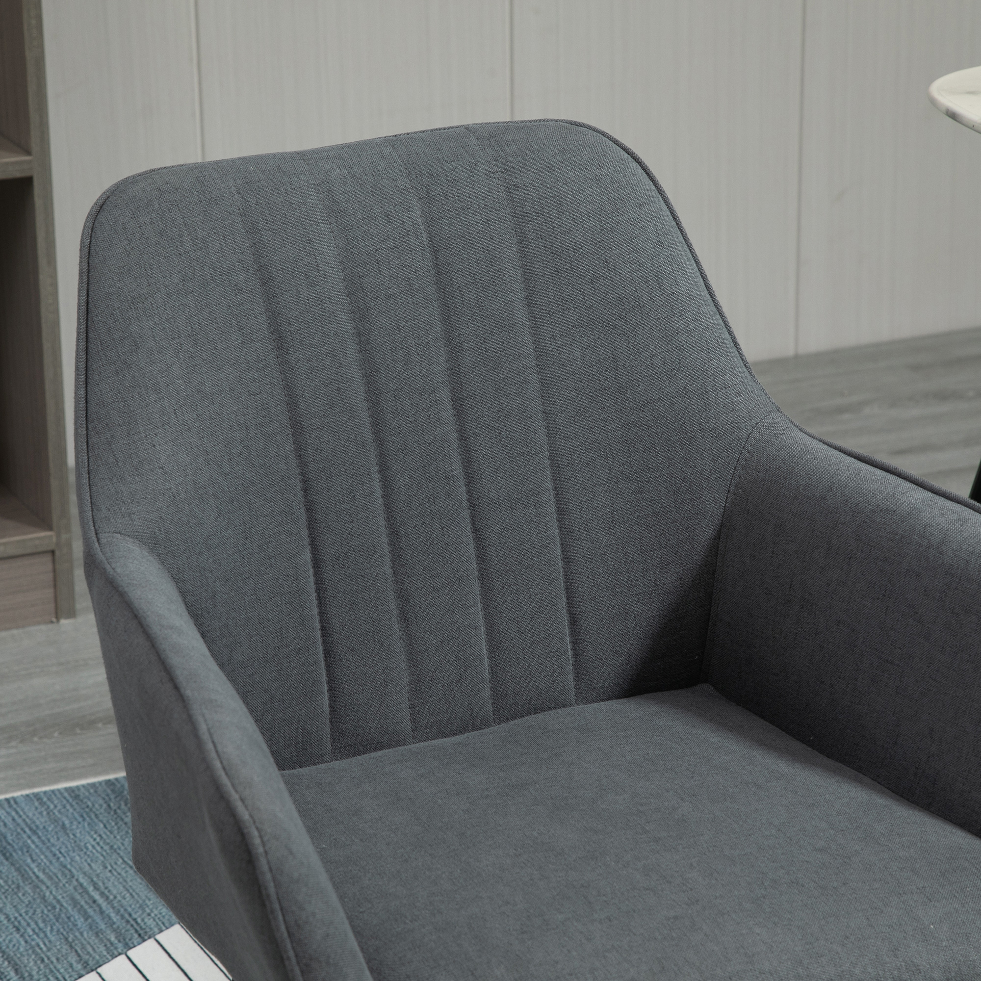 HOMCOM 6-Delige Set Eetkamerstoelen in Scandinavische Stijl met Linnen Bekleding - Donkergrijs