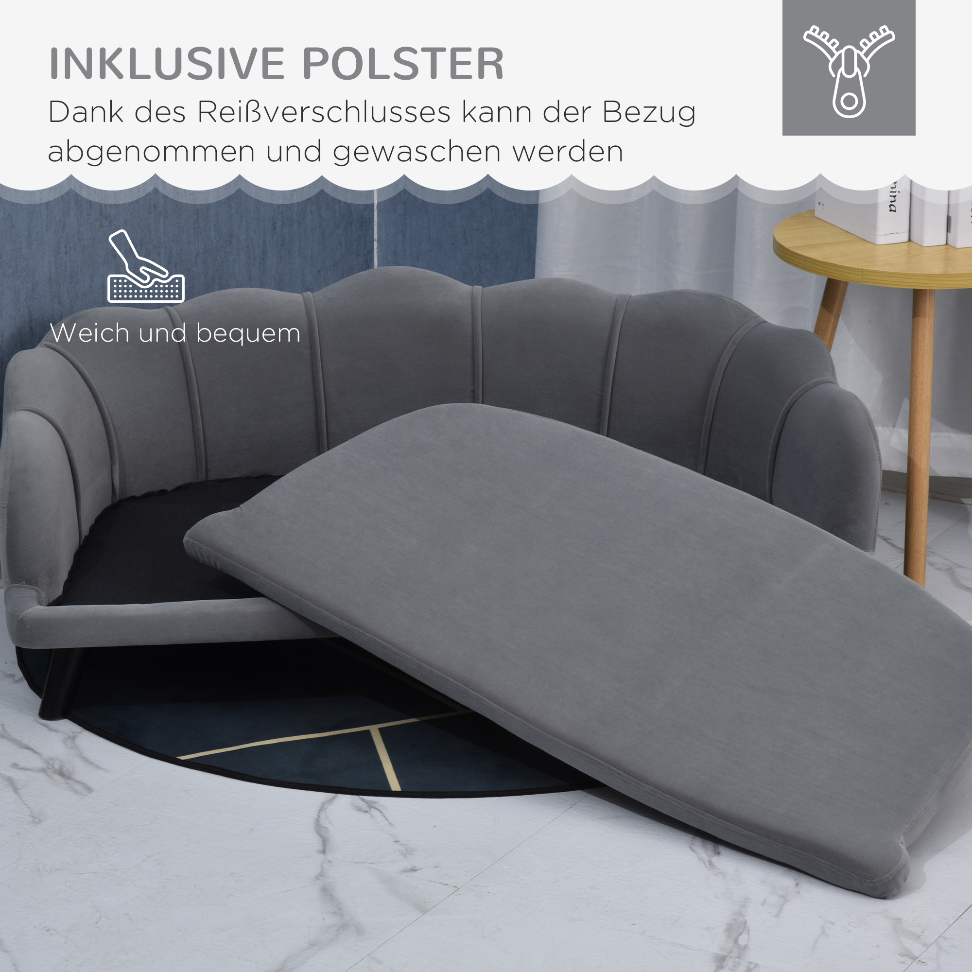 PawHut hondenbank met rugleuning 98.5cm x 60.cm x 35.5cm