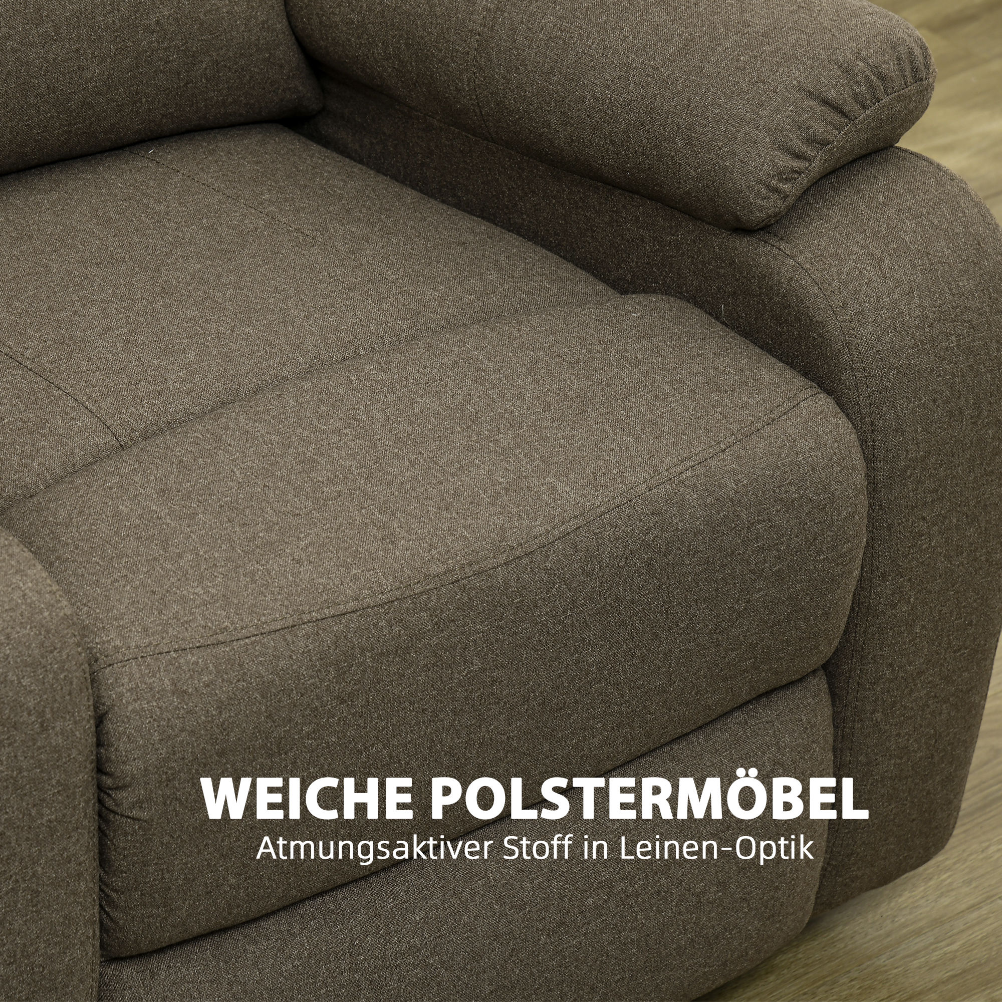 HOMCOM Relaxfauteuil met Ligfunctie en Voetsteun, Verstelbaar, Tot 150 kg, Stalen Frame, 90 x 96 x 98 cm, Bruin