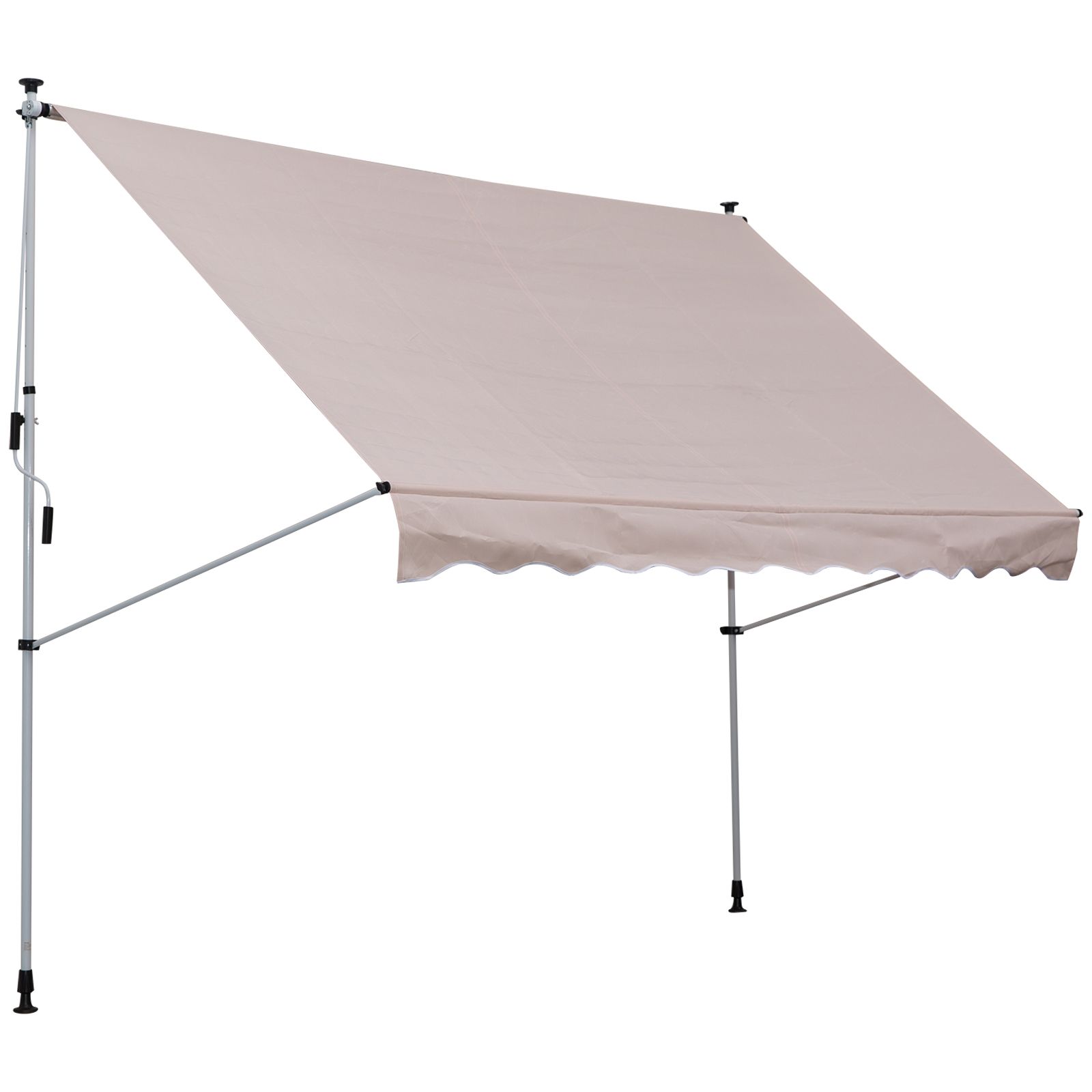 Outsunny Luifel vouwarm knikarmluifel zonwering handslinger balkon aluminium 2 x 1,5 m beige