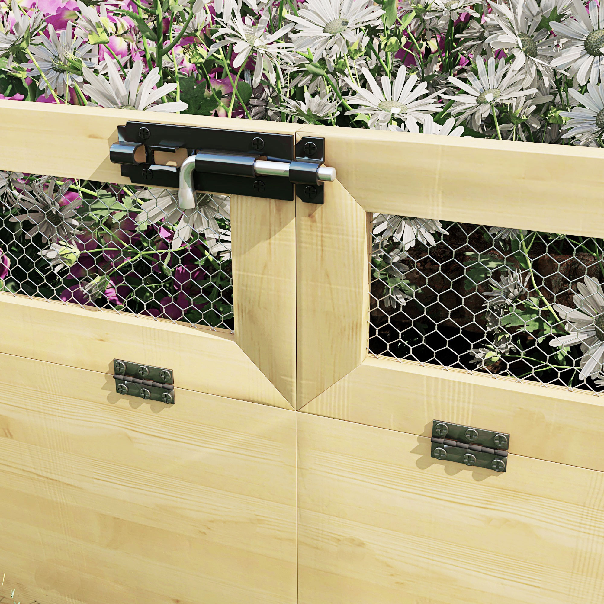 Outsunny Houten Plantenbak met Klimrek, Weerbestendig, 183 x 98,5 x 95 cm, Natuurlijk