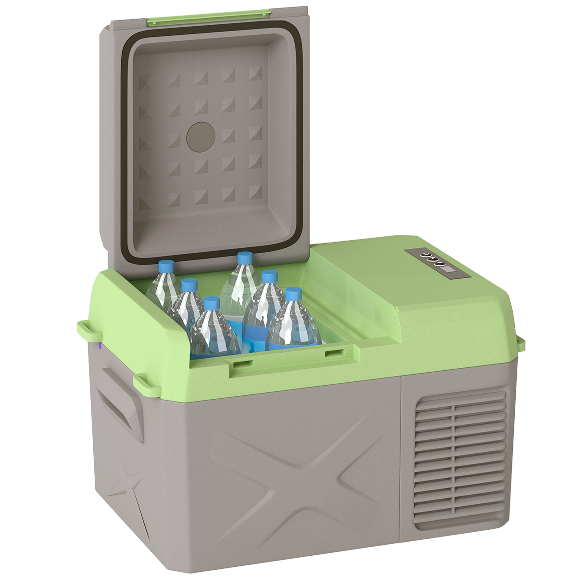 Outsunny 12 Liter Compressor Koelbox Elektrische Koelbox met Anschluss Koel- en Vriesfunctie Grijs+Groen