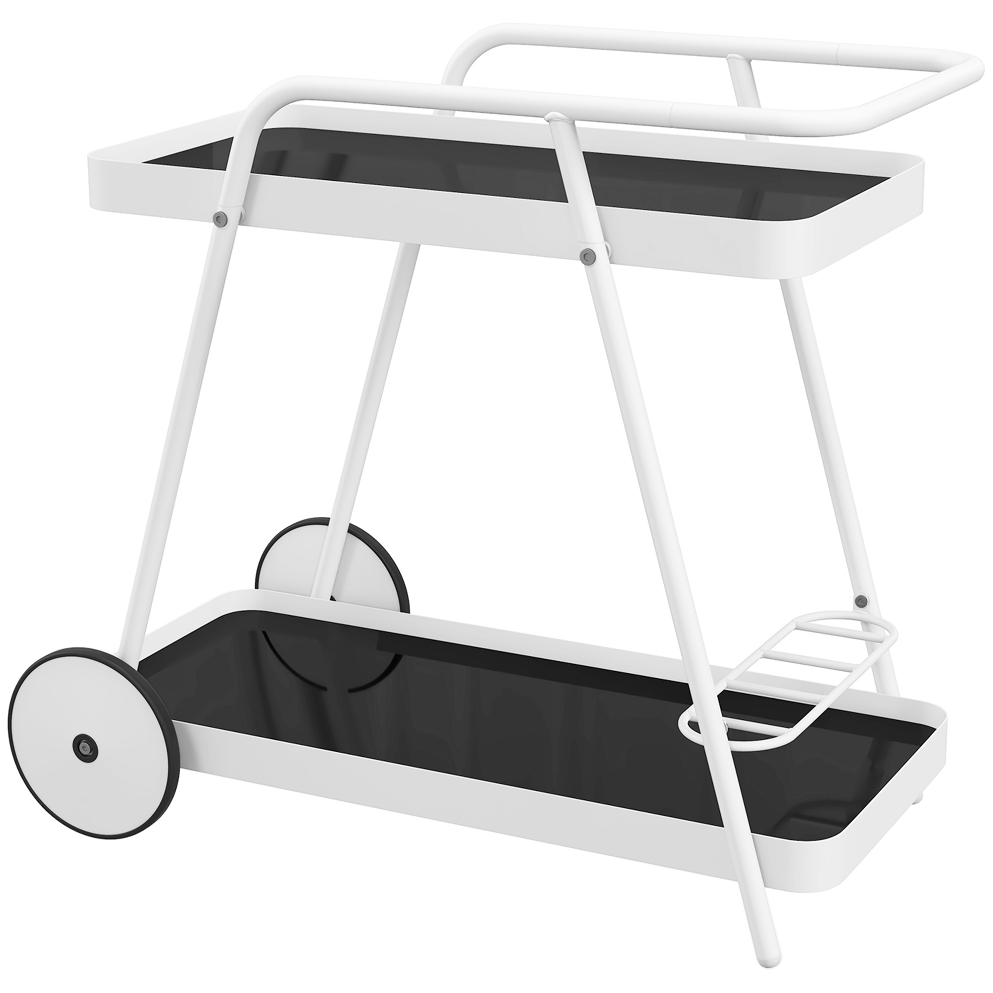 Outsunny Buitenserveerwagen, 2-laags, wijnrek, stalen frame, 86,5 x 51 x 78 cm, Zwart/Wit