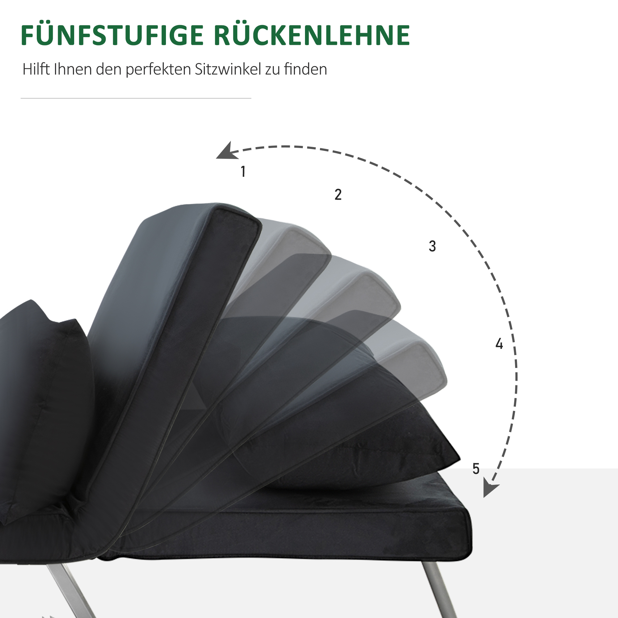 HOMCOM 3-in-1 slaapbank, logeerbed, fauteuil inclusief kussens, zwart