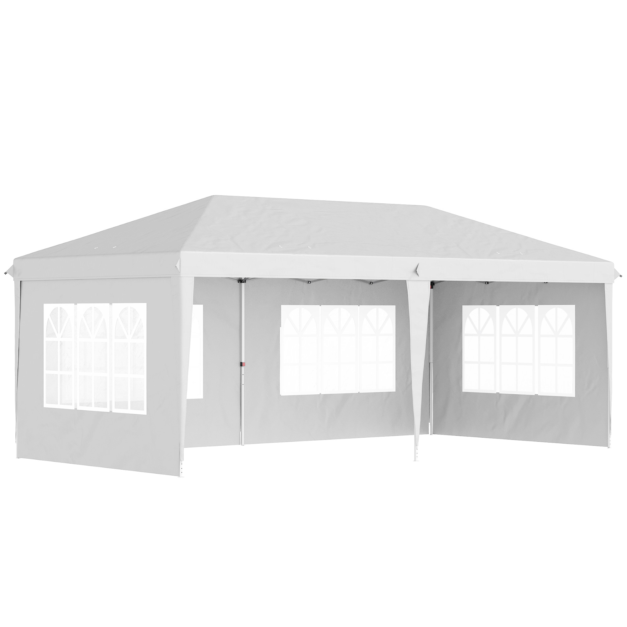 Outsunny Opvouwbare paviljoen, feesttent, 4 grote ramen, afneembare zijwanden, metalen frame, 5,85 x 2,95 x 2,7 m, wit