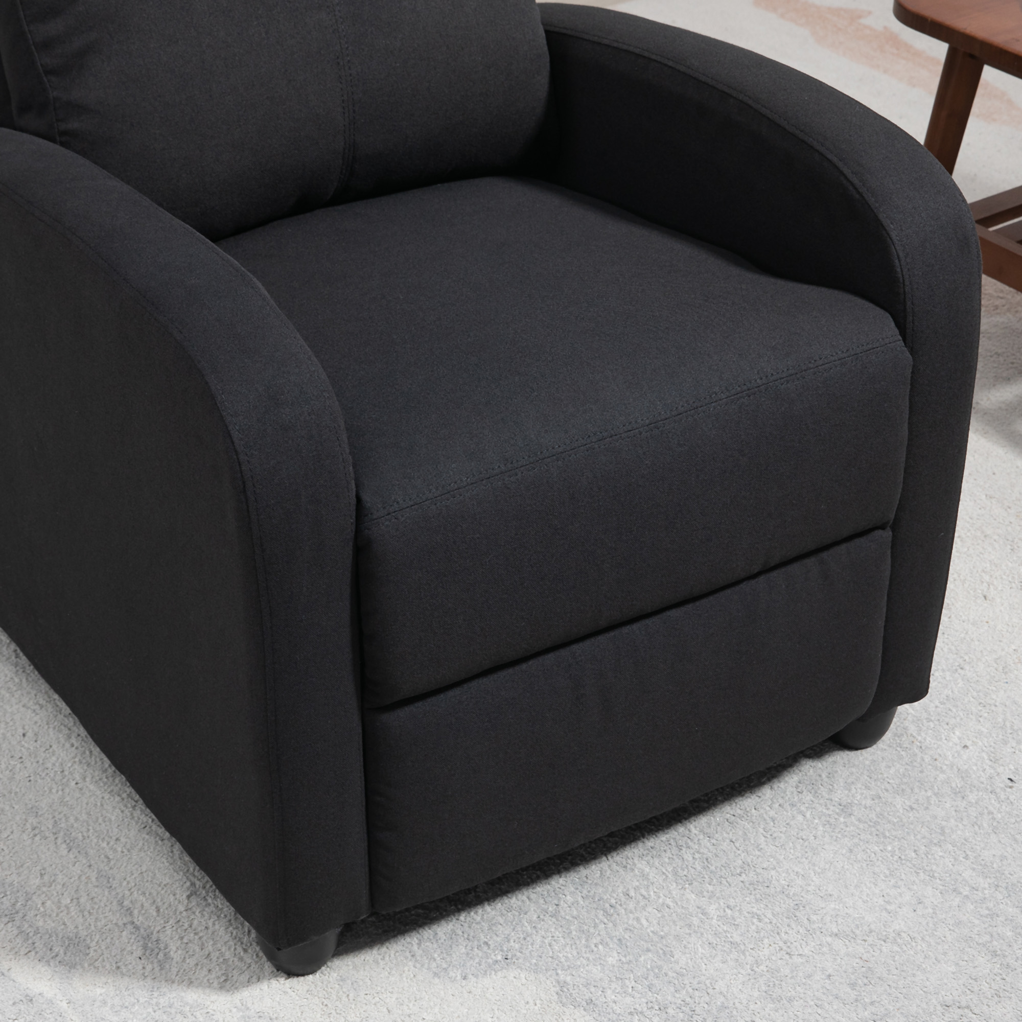 HOMCOM Relaxfauteuil, verstelbaar tot 135°, uitschuifbare voetsteun, gestoffeerde leuningen, Linnen-Polyester, Zwart