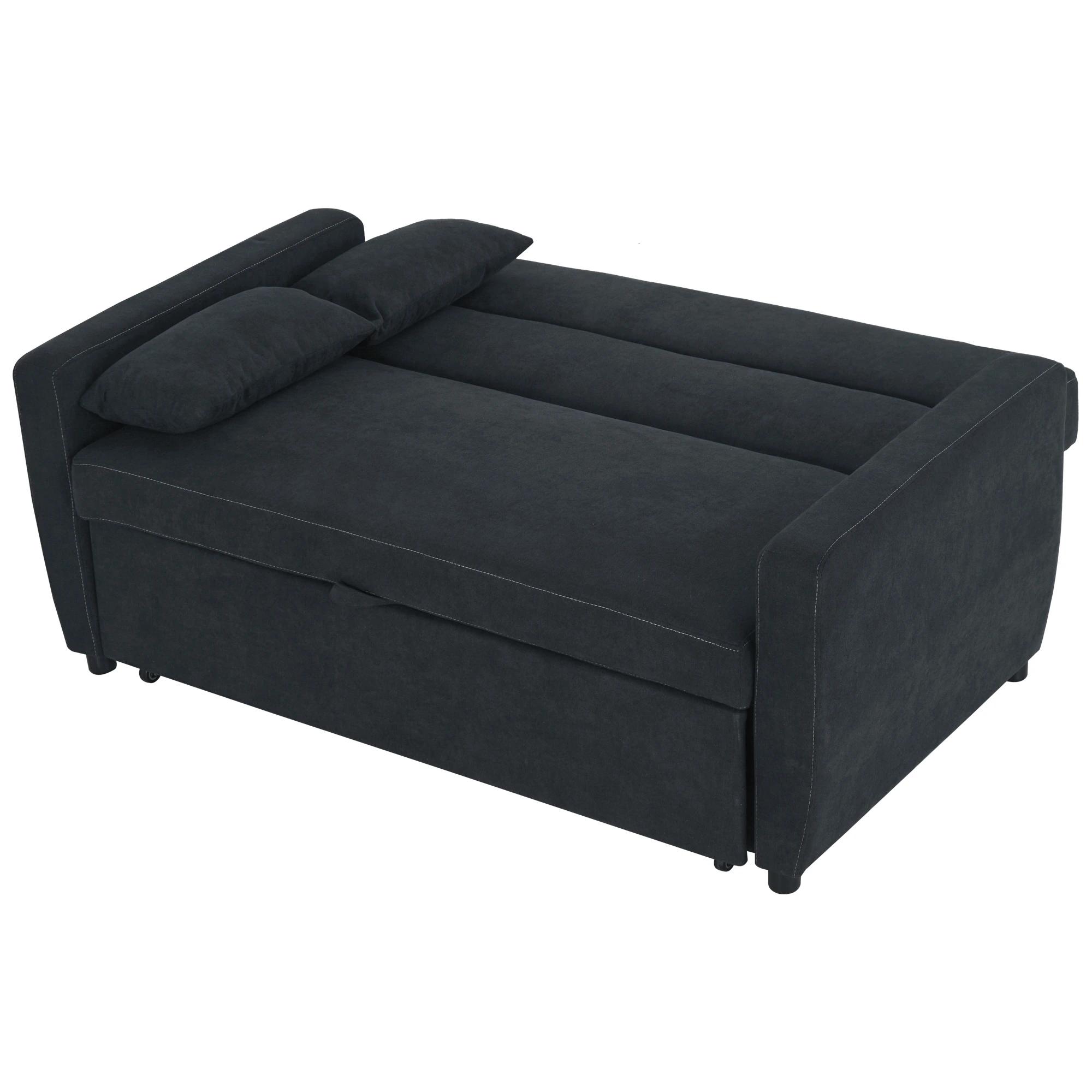HOMCOM slaapbank, opklapbare bank, 2-zits stoffen bank, slaapbank, bank met slaapfunctie, bankstel, verstelbare hoek 148 x 82 x 89 cm