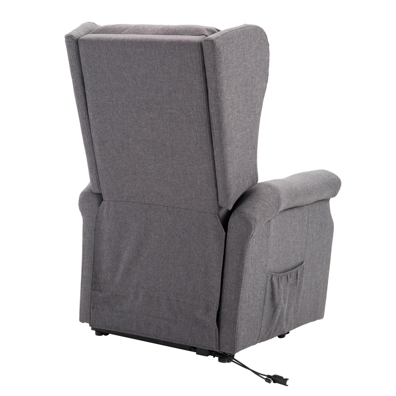 HOMCOM® relaxstoel tv-stoel met elektrische opstahulp linnen hout schuimstof grijs 72,5 x 94 x 109 cm | Aosom.nl