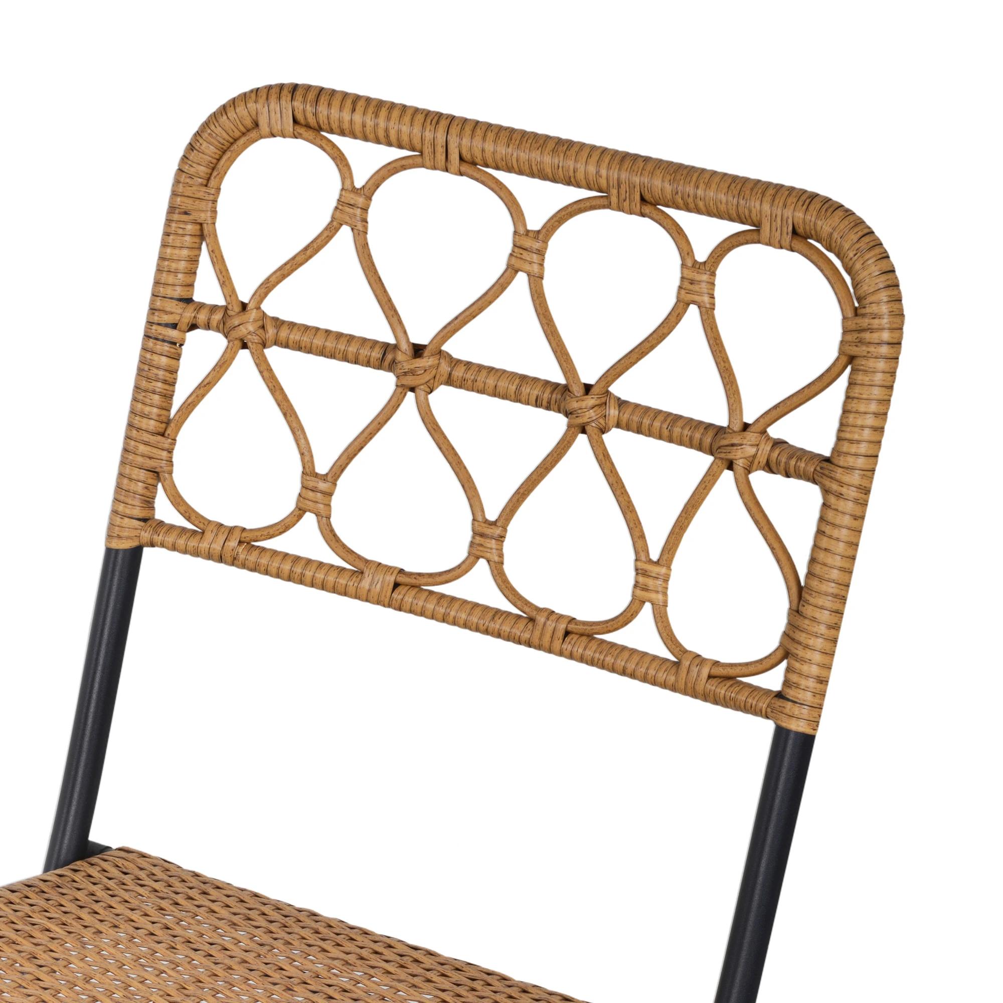 Outsunny 3-delige poly-rotan zitgroep bistroset balkonset inklapbaar tuin natuur