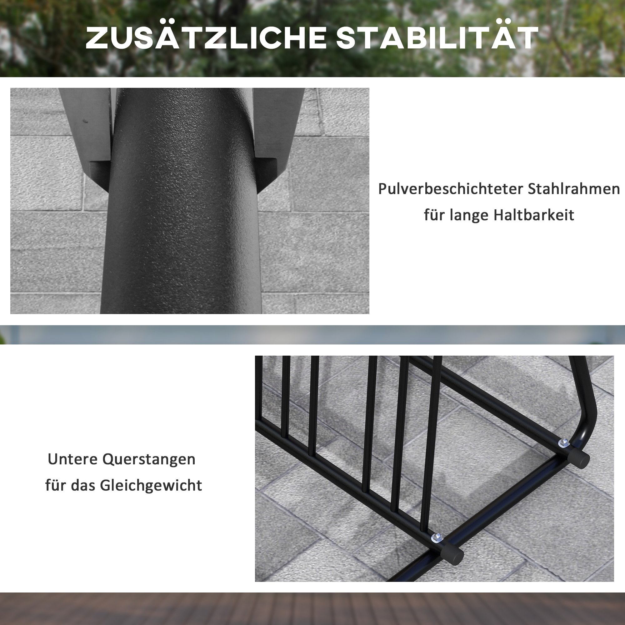 DURHAND Fietsenrek voor 4 fietsen, weerbestendig, extra bevestiging, 155 x 100 x 75 cm, Zwart