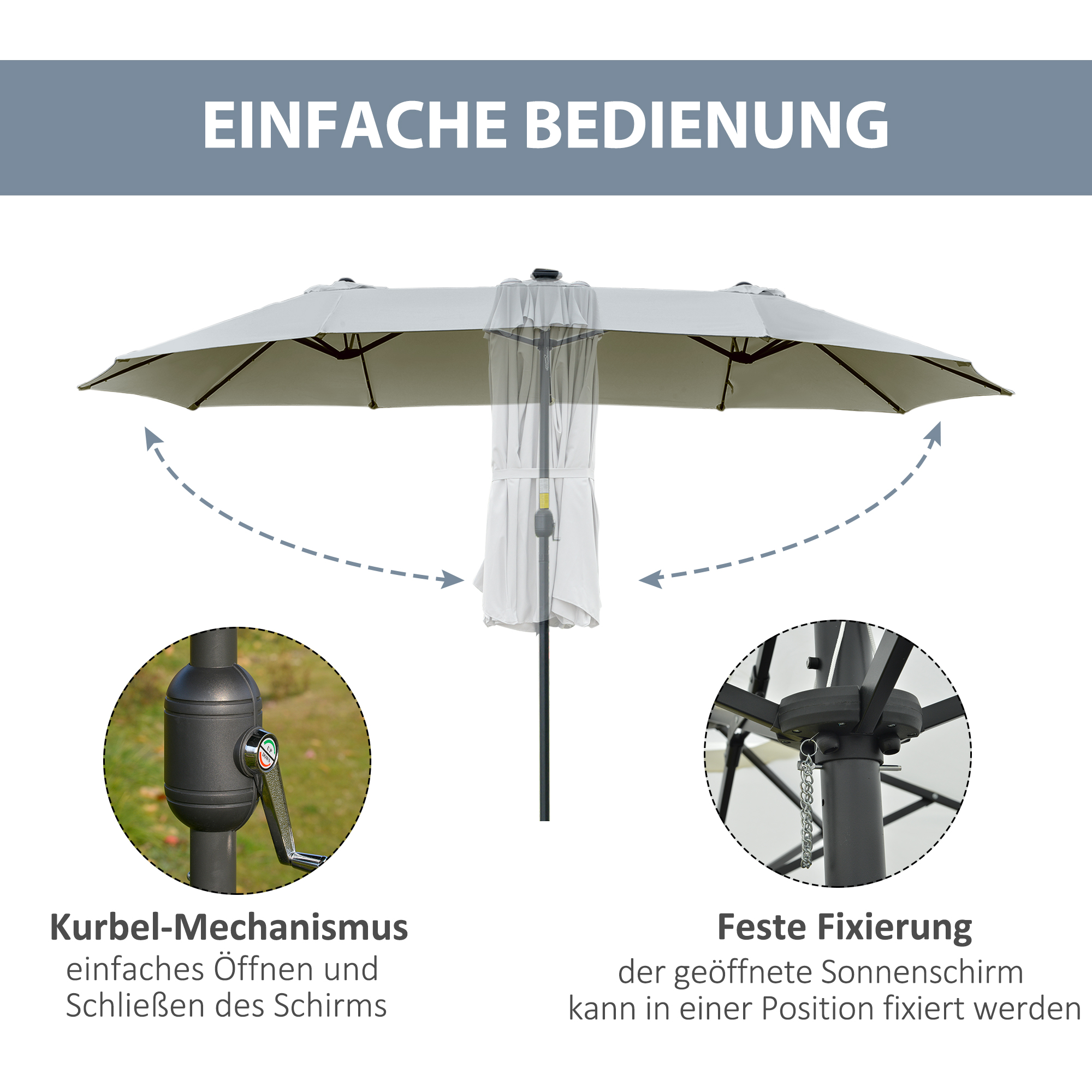 Outsunny parasol met LED-verlichting 4,5m diameter