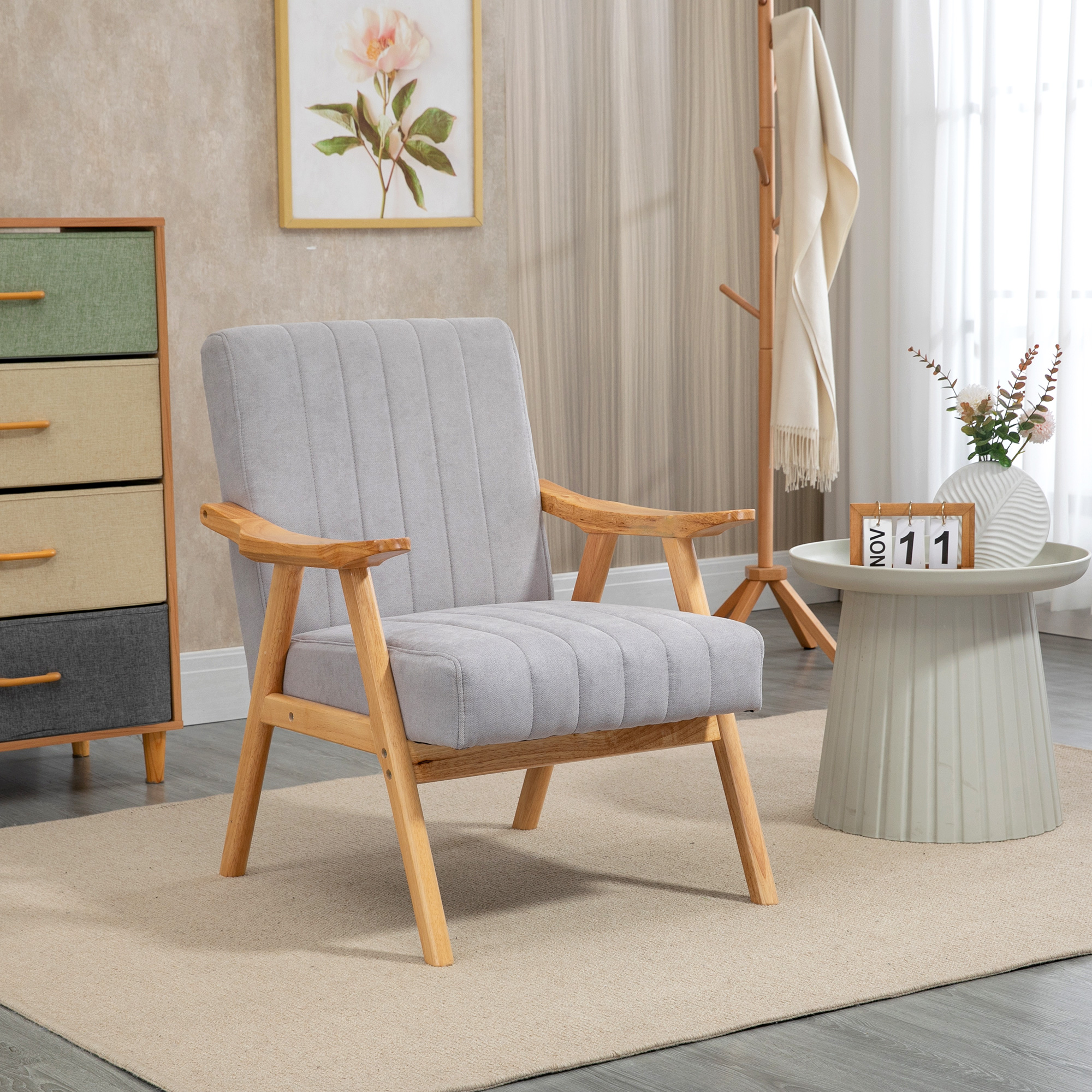 HOMCOM oorfauteuil, gestoffeerde stoel met armleuningen, fauteuil, fauteuil