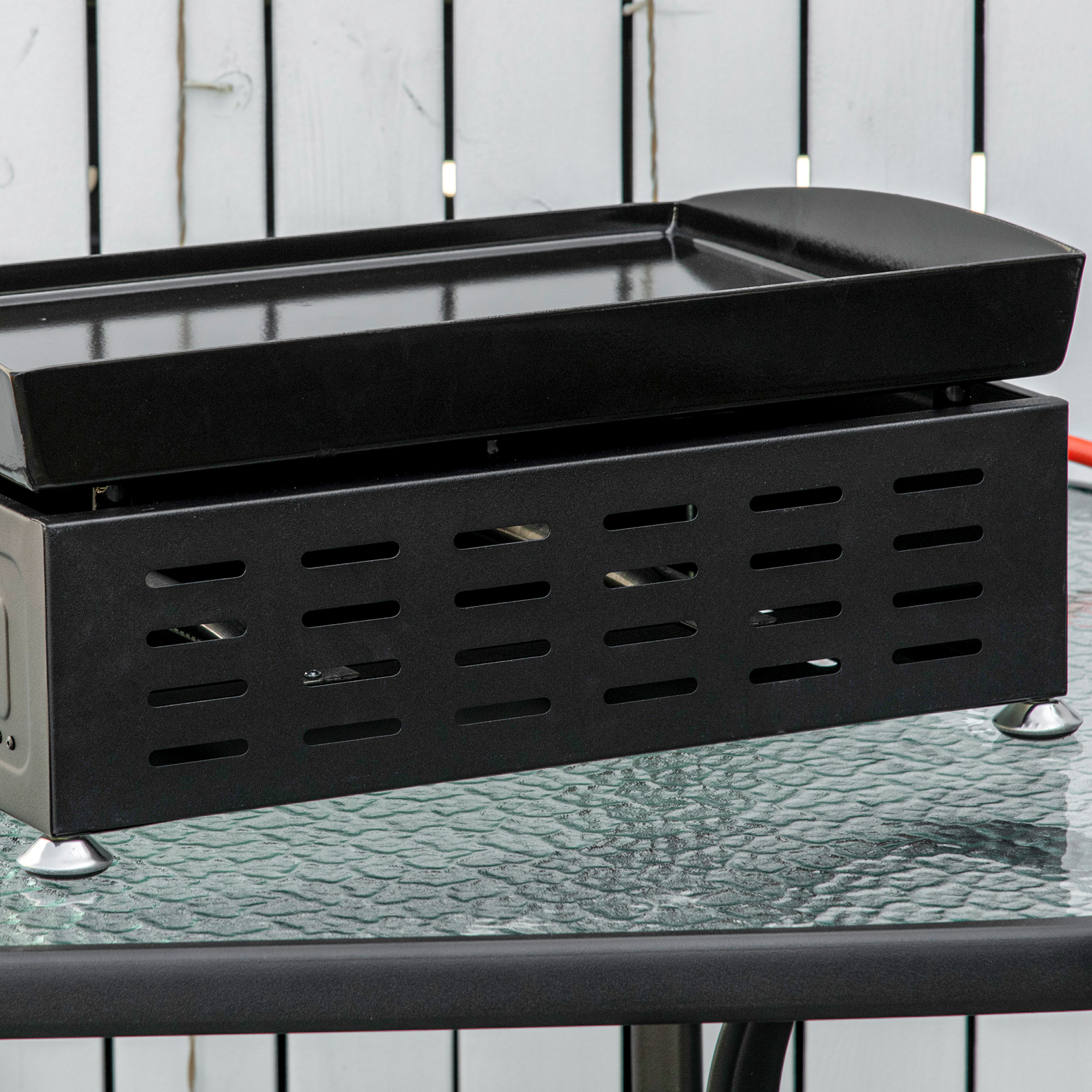 Outsunny tafelgrill gasgrill BBQ met 2 branders, tafelgasgrill met slang