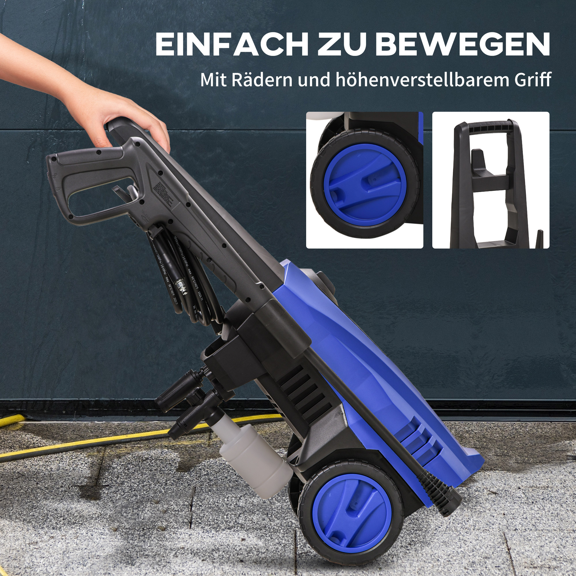 DURHAND hogedrukreiniger incl. 5-delig. Accessoires 150 bar werkdruk, 1800W