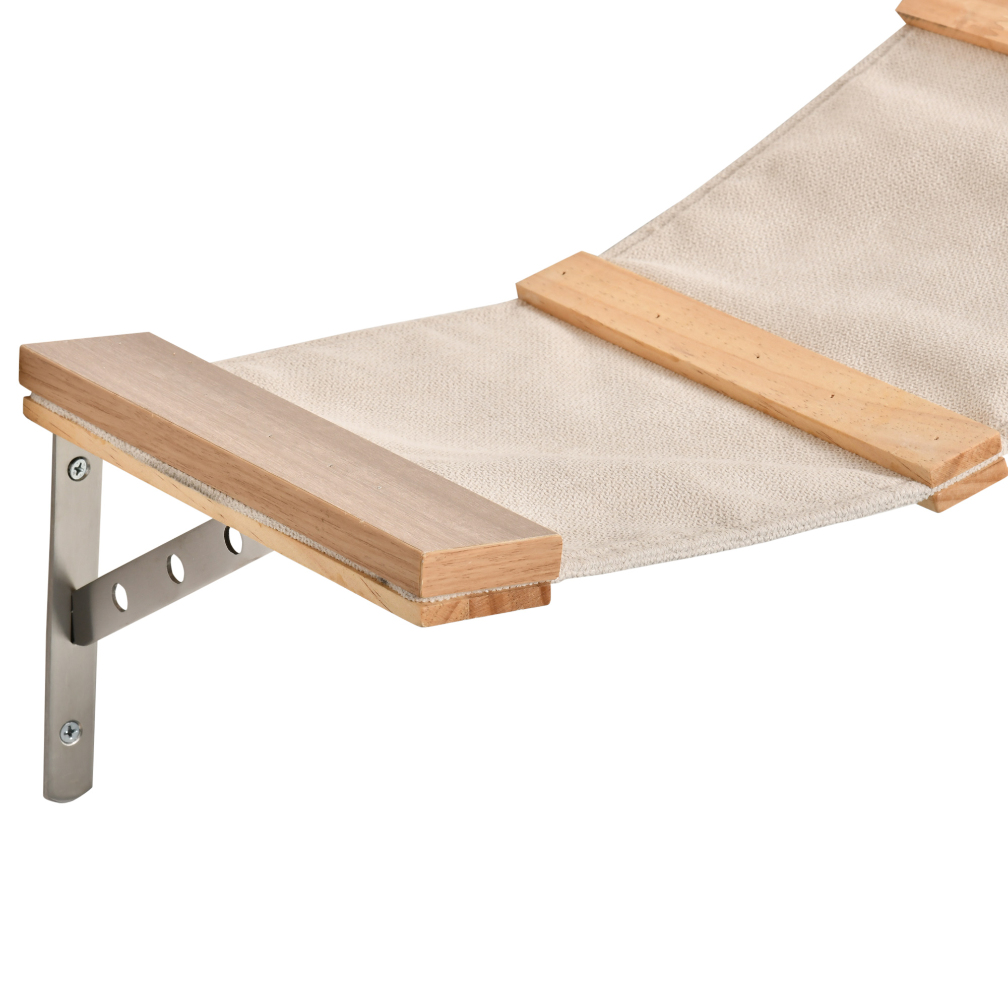 PawHut 4st. Klimmuur voor katten Kattenklimwand met krabpaal Kattentrap Kattenmeubel Hangmat Lichtbruin sisal acryl grenen