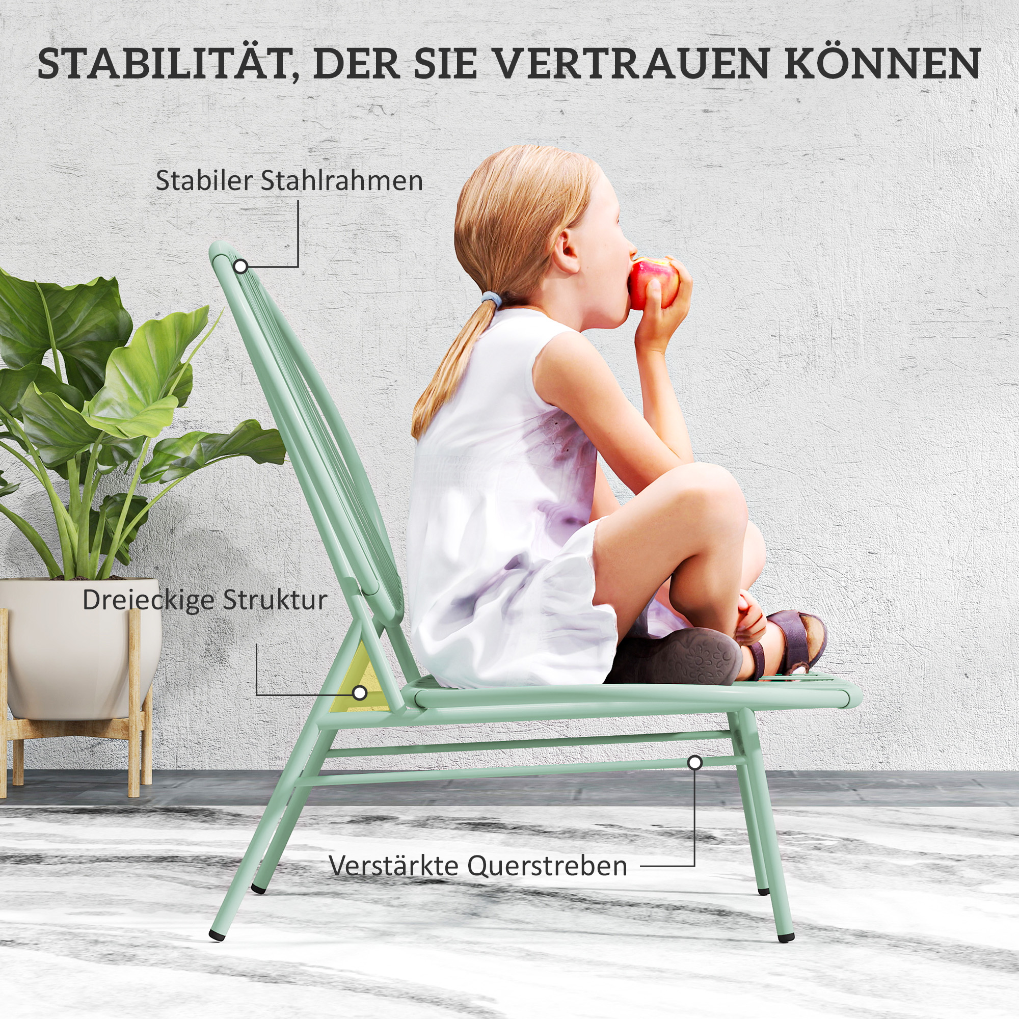 Outsunny 3-Delige Bistroset van Polyrattan - Weerbestendige Tuinmeubelset met Bistrotisch - Schelpvormige Tuinstoelen Groen