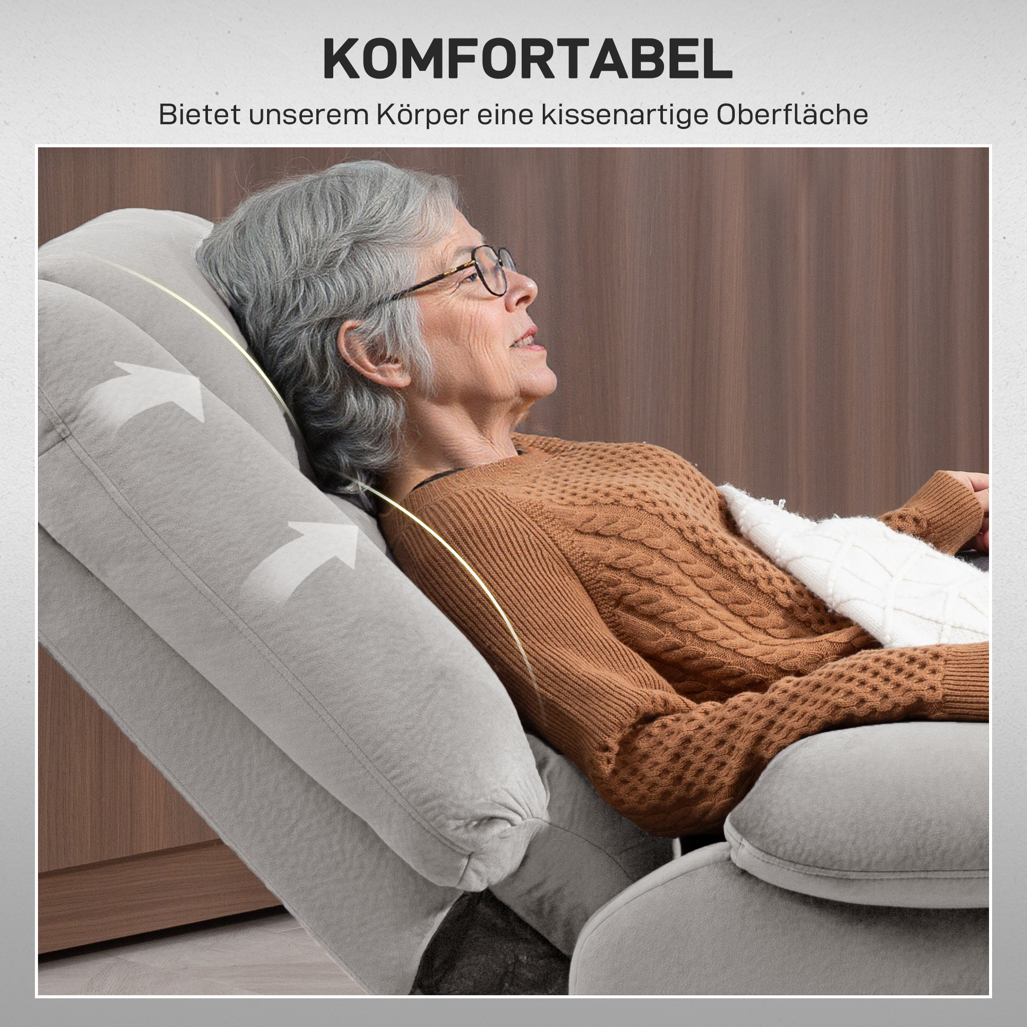 HOMCOM Opstaan Stoel met Massagefunctie, 90x93x110cm, Lichtgrijs