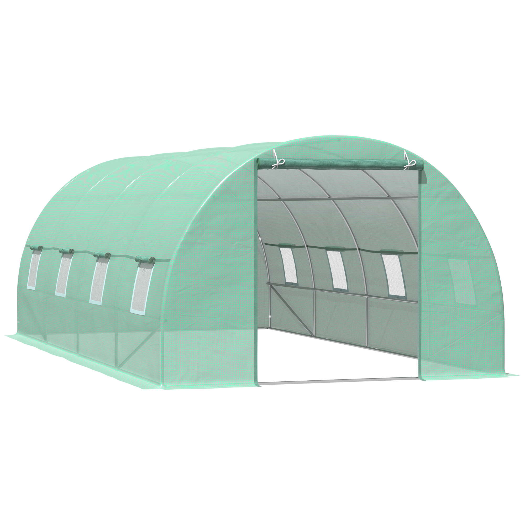 Outsunny Tuinkas Tomatenkas Broeikas Folietunnel Kweekkas met Venster Groen 595 x 300 x 200 cm