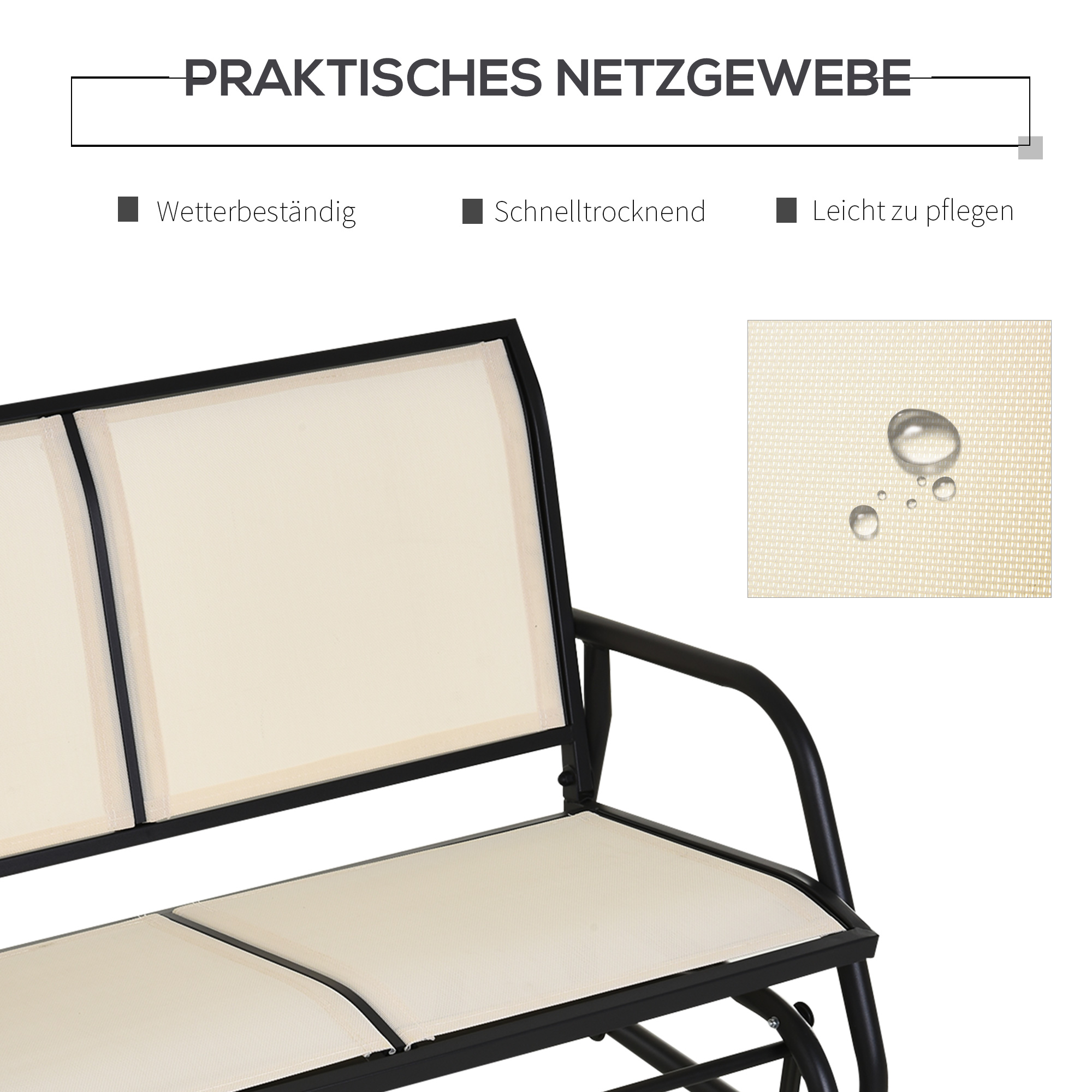 Outsunny schommelbank 120 cm x 70 cm x 88 cm