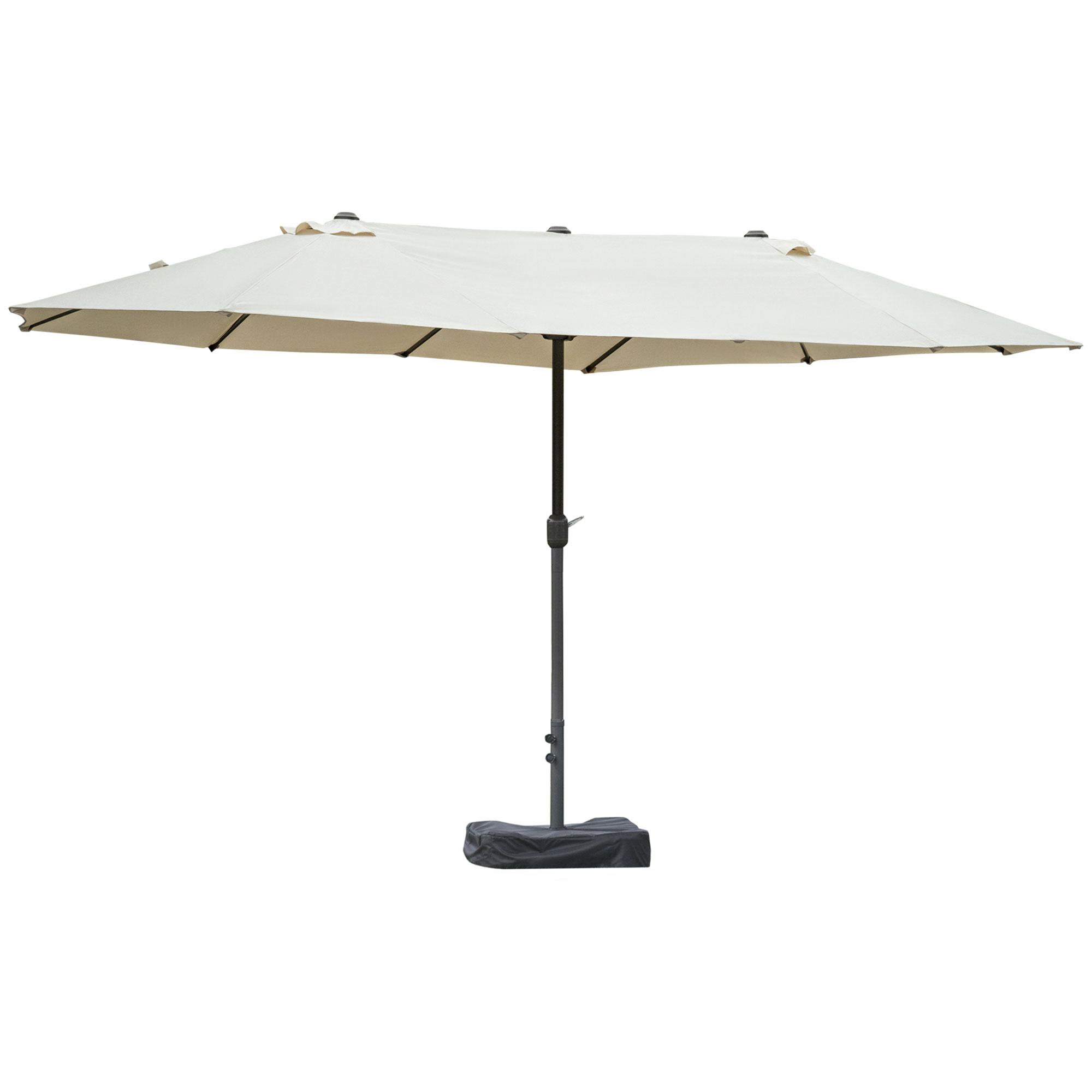 Outsunny dubbele parasol met paraplubak, crèmewit, 4,6 x 2,7 cm
